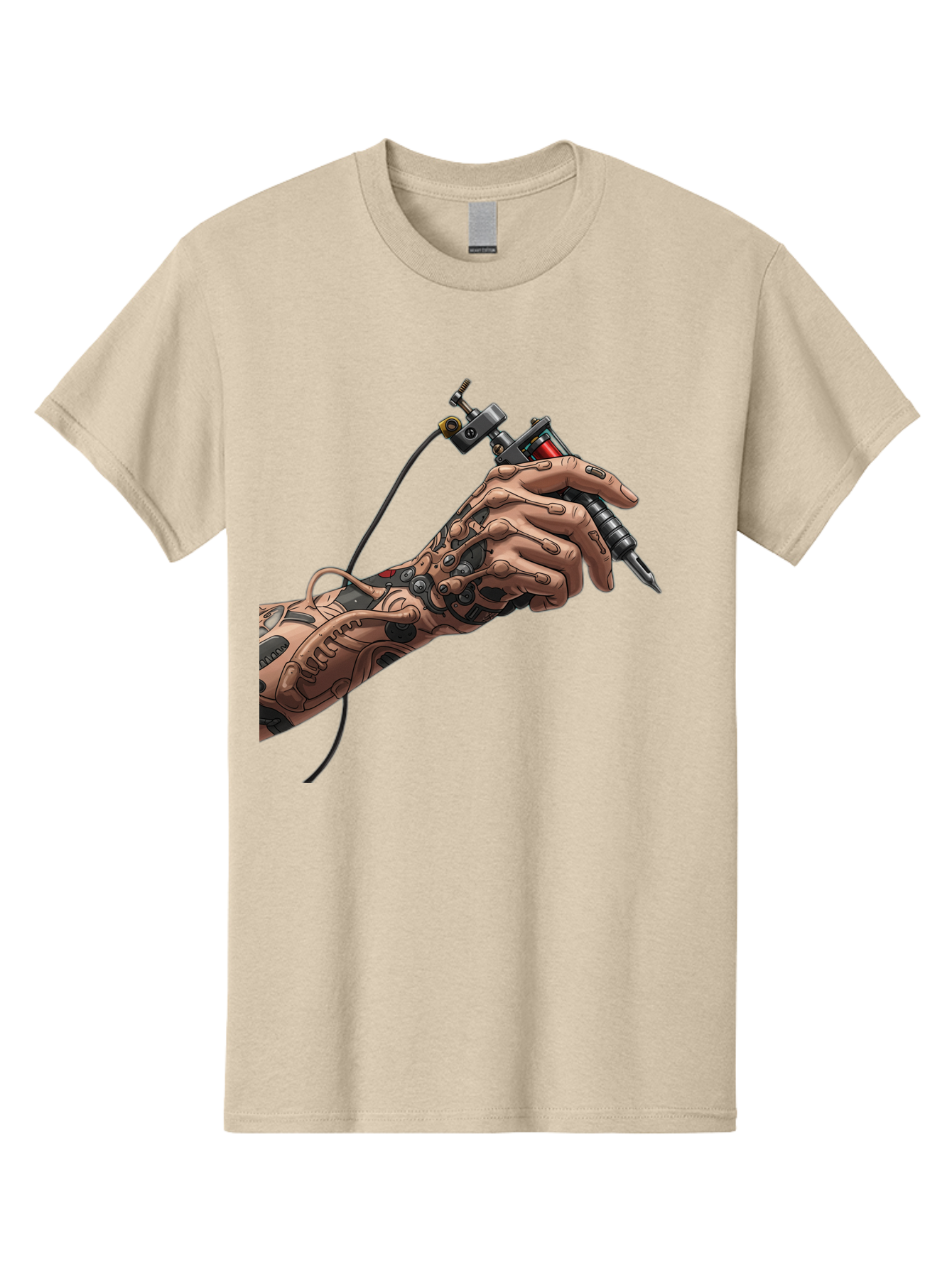 Robot-Hand-Tattoo-Machine Men'S Graphic Tee, 100% Cotton, Comfortable Casual Summer Wear, Machine Washable, Robotic Hand, Tattoo Machine, Mechanical Arm, Futuristic Art, Tattoo Artist, Robotic Precision, Mechanical Limb, Tattoo Design Bad495 9