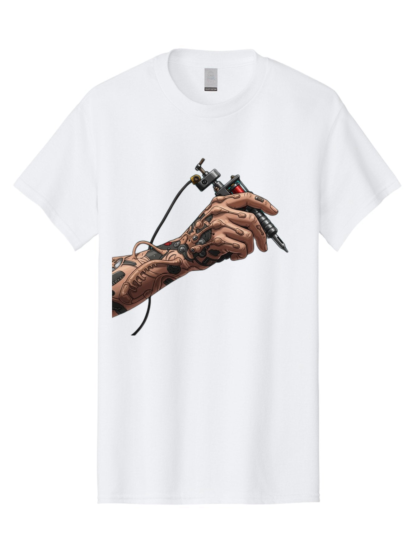 Robot-Hand-Tattoo-Machine Men'S Graphic Tee, 100% Cotton, Comfortable Casual Summer Wear, Machine Washable, Robotic Hand, Tattoo Machine, Mechanical Arm, Futuristic Art, Tattoo Artist, Robotic Precision, Mechanical Limb, Tattoo Design Bad495 5