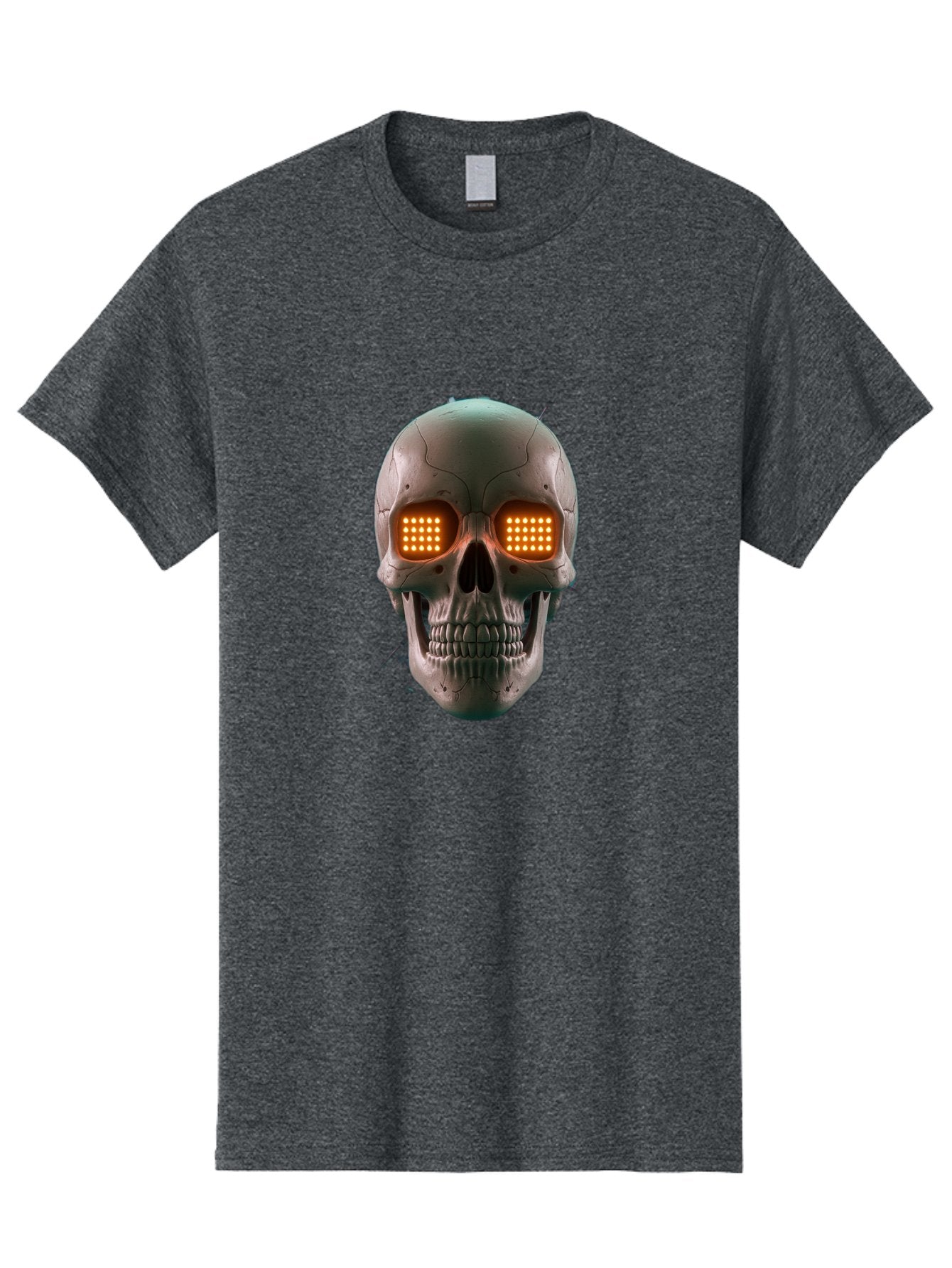 Robot-Skull Men'S Graphic Tee, 100% Cotton, Comfortable Casual Summer Wear, Machine Washable, Cyborg Skull, Robotic Eyes, Futuristic Technology, Sci-Fi Art, Glowing Orange Eyes, Skull Design, Dark Futuristic, Cybernetic Enhancements, Bad496 9