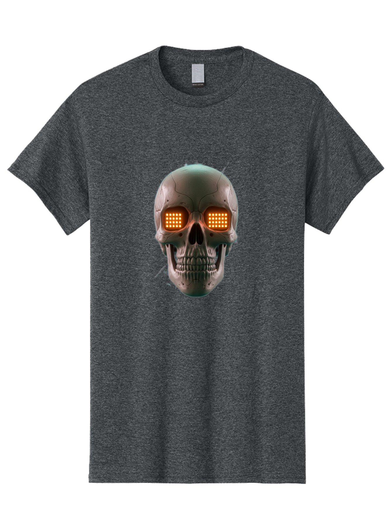 Robot-Skull Men'S Graphic Tee, 100% Cotton, Comfortable Casual Summer Wear, Machine Washable, Cyborg Skull, Robotic Eyes, Futuristic Technology, Sci-Fi Art, Glowing Orange Eyes, Skull Design, Dark Futuristic, Cybernetic Enhancements, Bad496 5