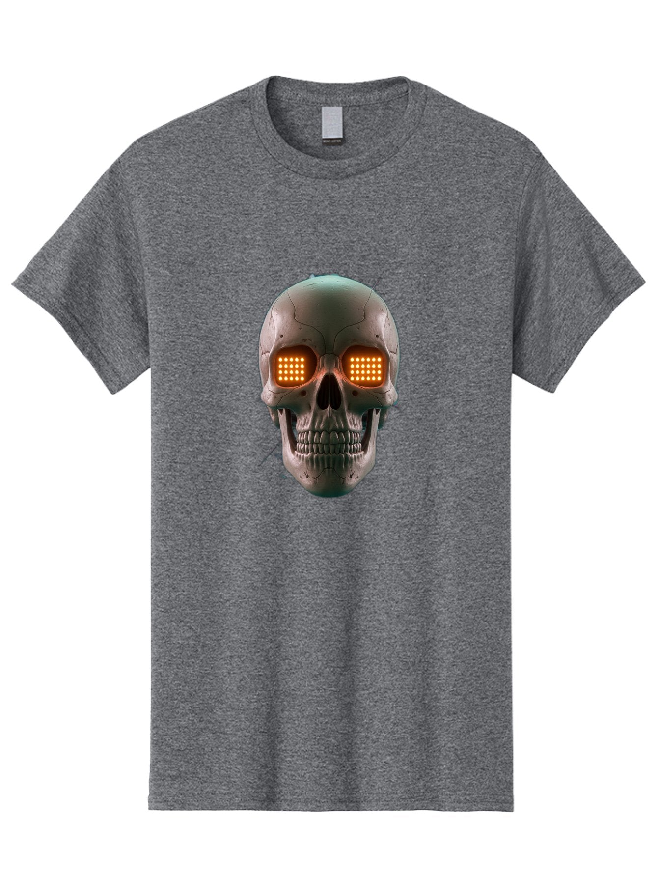 Robot-Skull Men'S Graphic Tee, 100% Cotton, Comfortable Casual Summer Wear, Machine Washable, Cyborg Skull, Robotic Eyes, Futuristic Technology, Sci-Fi Art, Glowing Orange Eyes, Skull Design, Dark Futuristic, Cybernetic Enhancements, Bad496 10