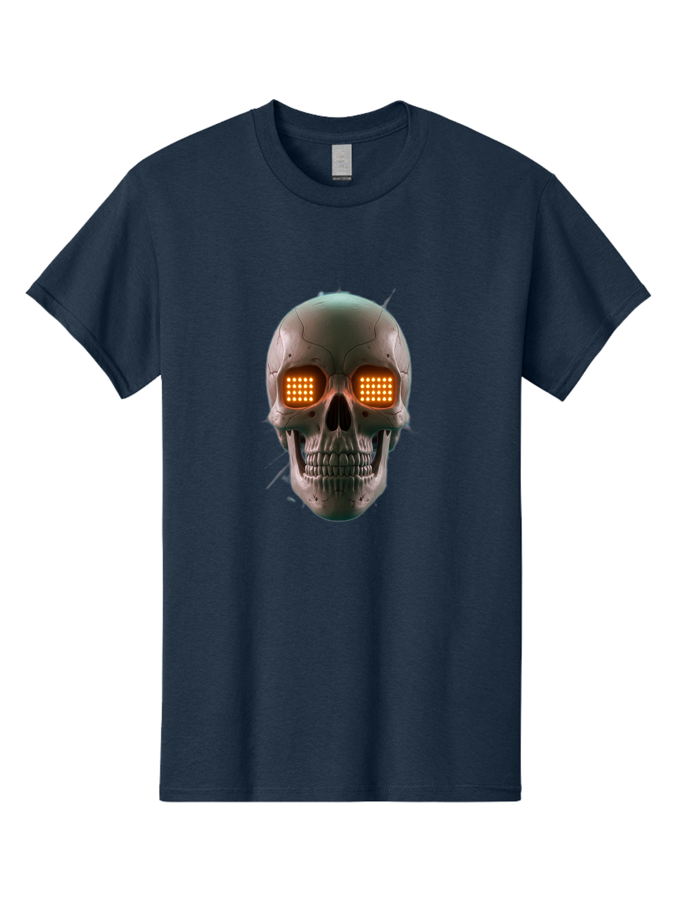 Robot-Skull Men'S Graphic Tee, 100% Cotton, Comfortable Casual Summer Wear, Machine Washable, Cyborg Skull, Robotic Eyes, Futuristic Technology, Sci-Fi Art, Glowing Orange Eyes, Skull Design, Dark Futuristic, Cybernetic Enhancements, Bad496 8