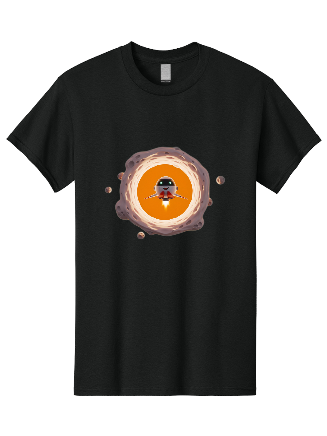Robot-Spaceship Men'S Graphic Tee, 100% Cotton, Comfortable Casual Summer Wear, Machine Washable, Robot Spaceship Emerging From Crater, Asteroid Field, Robotic Exploration, Space Travel, Futuristic Technology, Sci-Fi Adventure, Cartoon Style Bad497 12