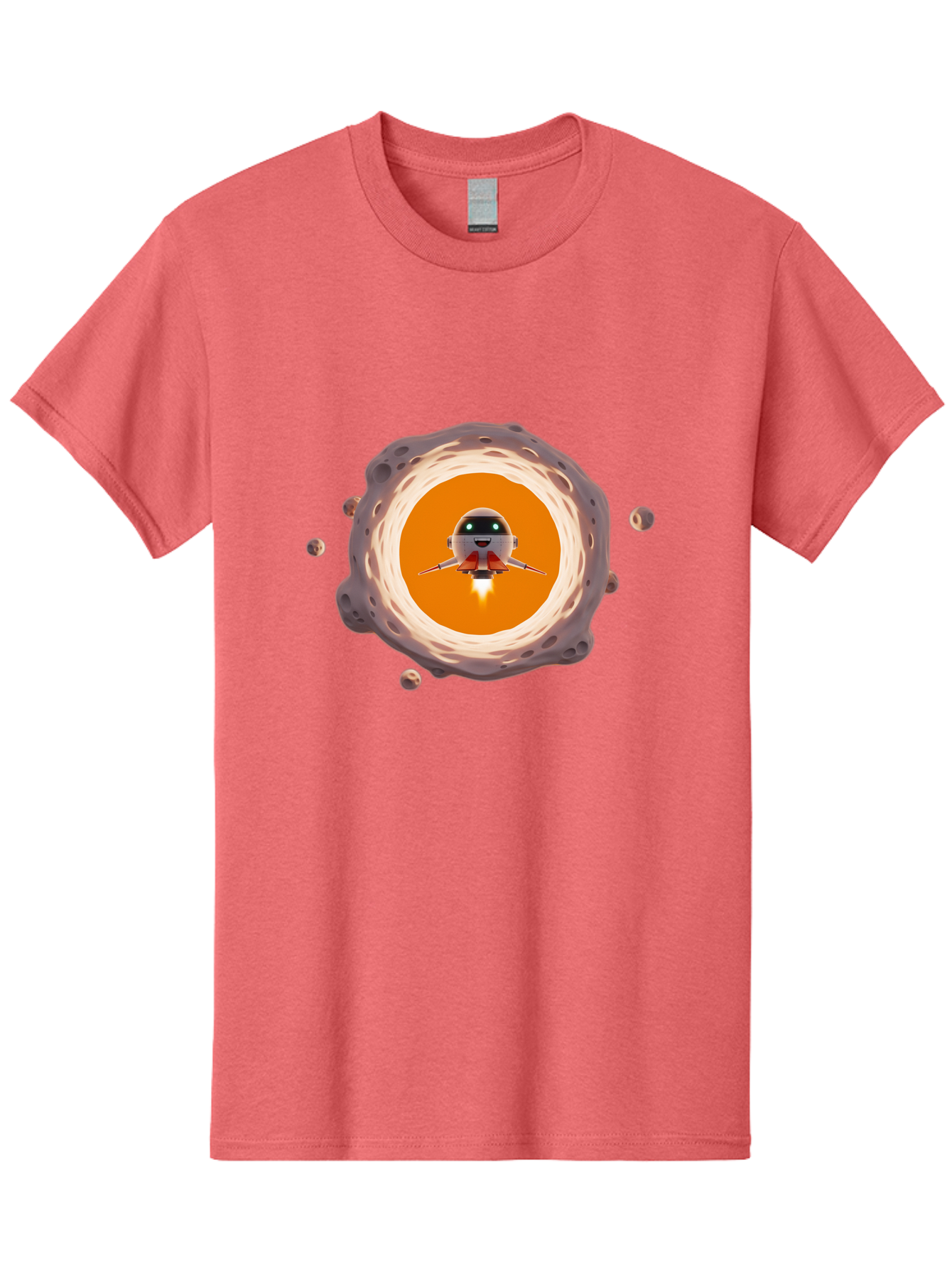 Robot-Spaceship Men'S Graphic Tee, 100% Cotton, Comfortable Casual Summer Wear, Machine Washable, Robot Spaceship Emerging From Crater, Asteroid Field, Robotic Exploration, Space Travel, Futuristic Technology, Sci-Fi Adventure, Cartoon Style Bad497 8