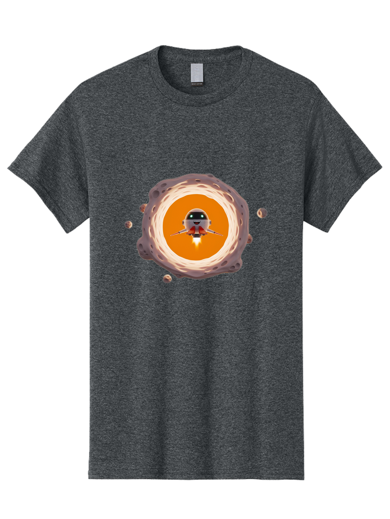 Robot-Spaceship Men'S Graphic Tee, 100% Cotton, Comfortable Casual Summer Wear, Machine Washable, Robot Spaceship Emerging From Crater, Asteroid Field, Robotic Exploration, Space Travel, Futuristic Technology, Sci-Fi Adventure, Cartoon Style Bad497 15