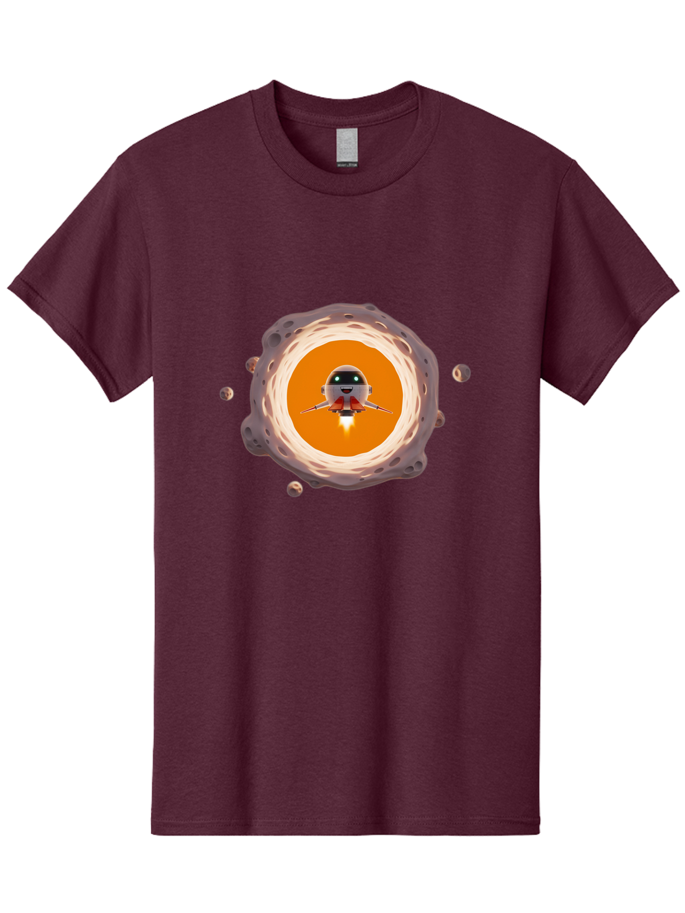 Robot-Spaceship Men'S Graphic Tee, 100% Cotton, Comfortable Casual Summer Wear, Machine Washable, Robot Spaceship Emerging From Crater, Asteroid Field, Robotic Exploration, Space Travel, Futuristic Technology, Sci-Fi Adventure, Cartoon Style Bad497 10