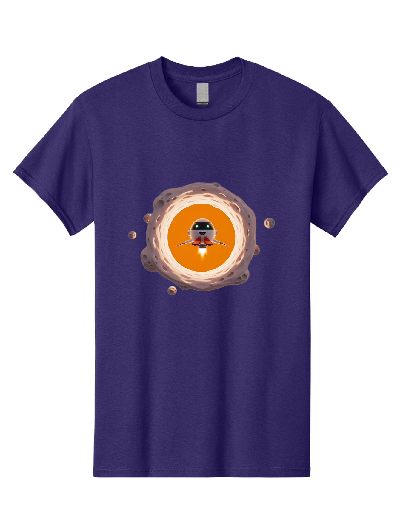 Robot-Spaceship Men'S Graphic Tee, 100% Cotton, Comfortable Casual Summer Wear, Machine Washable, Robot Spaceship Emerging From Crater, Asteroid Field, Robotic Exploration, Space Travel, Futuristic Technology, Sci-Fi Adventure, Cartoon Style Bad497 11