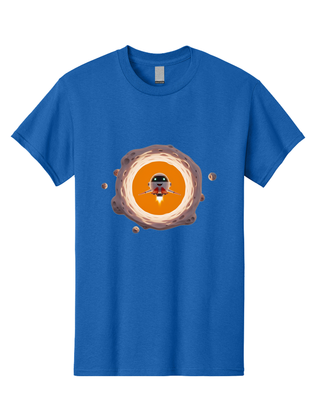 Robot-Spaceship Men'S Graphic Tee, 100% Cotton, Comfortable Casual Summer Wear, Machine Washable, Robot Spaceship Emerging From Crater, Asteroid Field, Robotic Exploration, Space Travel, Futuristic Technology, Sci-Fi Adventure, Cartoon Style Bad497 6