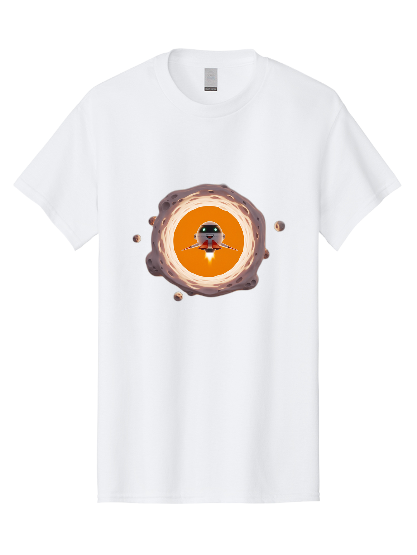 Robot-Spaceship Men'S Graphic Tee, 100% Cotton, Comfortable Casual Summer Wear, Machine Washable, Robot Spaceship Emerging From Crater, Asteroid Field, Robotic Exploration, Space Travel, Futuristic Technology, Sci-Fi Adventure, Cartoon Style Bad497 14