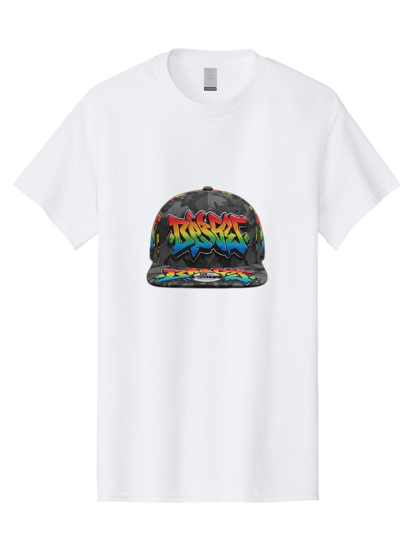 Rocket Men'S Graphic Tee, 100% Cotton, Comfortable Casual Summer Wear, Machine Washable, Rocket Baseball Cap, Camouflage Pattern, Graffiti Design, Vibrant Colors, Streetwear Fashion, Urban Style, Bold Graphics, Casual Clothing Bad499 12