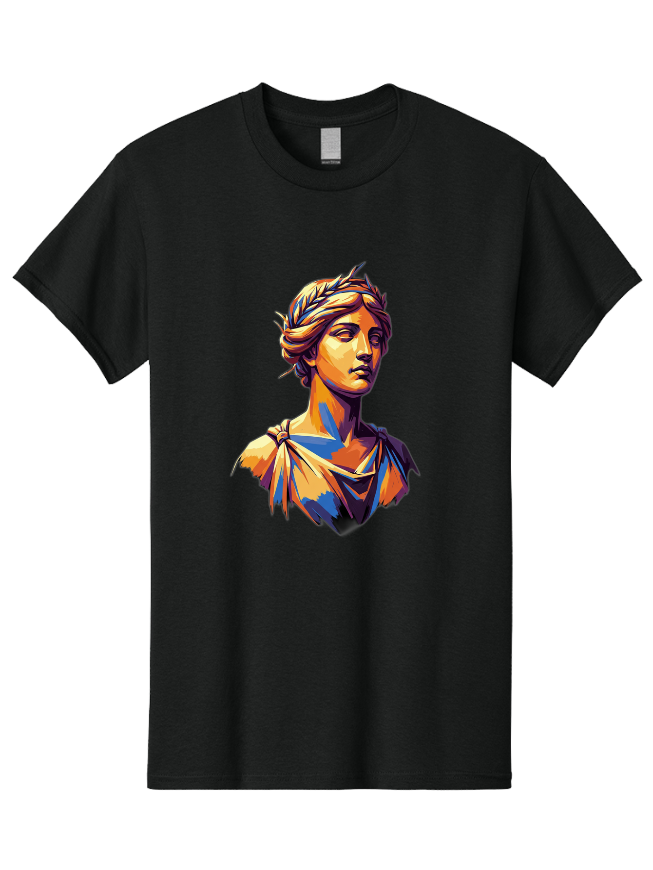 Roman-Bust Men'S Graphic Tee, 100% Cotton, Comfortable Casual Summer Wear, Machine Washable, Classical Statue, Ancient Greek, Laurel Wreath, Marble Bust, Historical Figure, Mythological Character, Artistic Sculpture, Cultural Heritage, Bad500 15