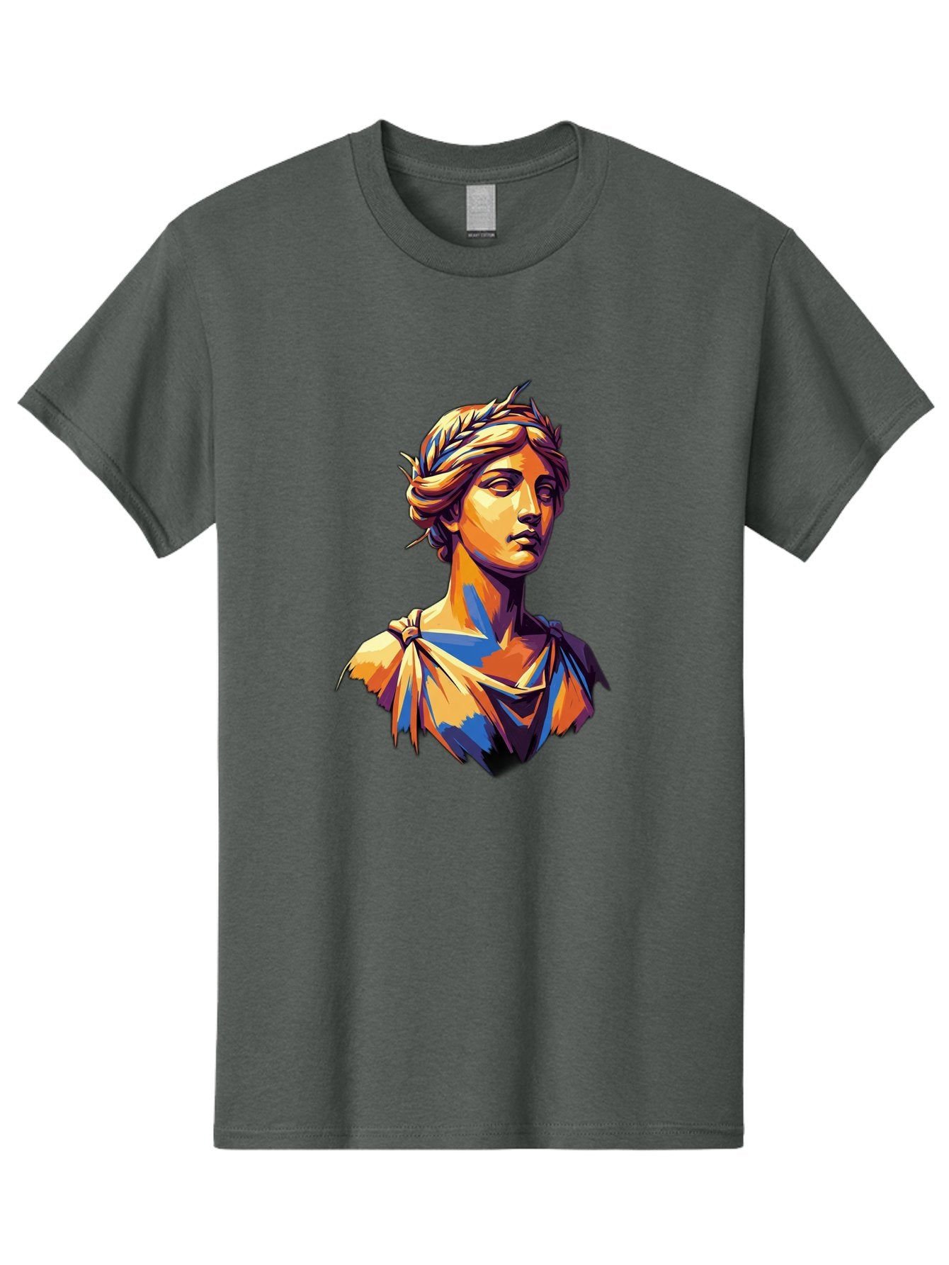Roman-Bust Men'S Graphic Tee, 100% Cotton, Comfortable Casual Summer Wear, Machine Washable, Classical Statue, Ancient Greek, Laurel Wreath, Marble Bust, Historical Figure, Mythological Character, Artistic Sculpture, Cultural Heritage, Bad500 4