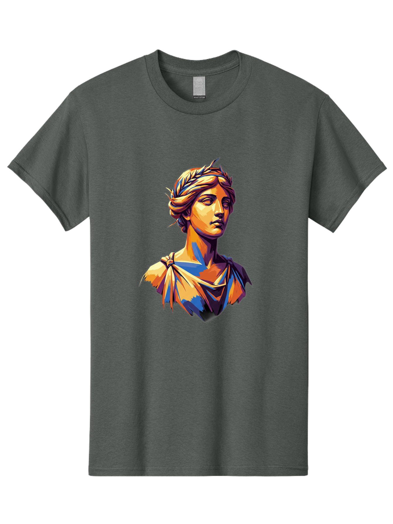 Roman-Bust Men'S Graphic Tee, 100% Cotton, Comfortable Casual Summer Wear, Machine Washable, Classical Statue, Ancient Greek, Laurel Wreath, Marble Bust, Historical Figure, Mythological Character, Artistic Sculpture, Cultural Heritage, Bad500 12