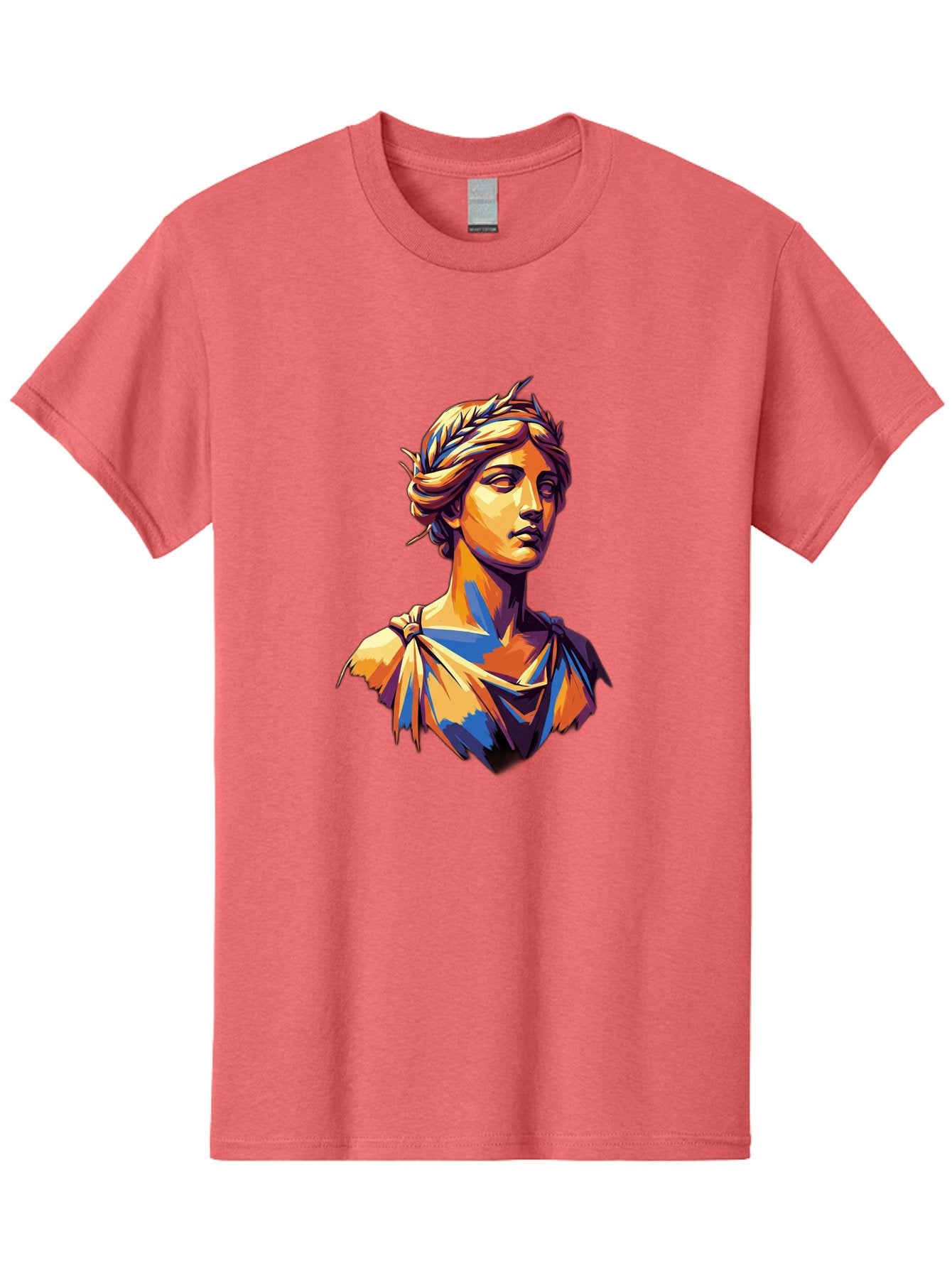 Roman-Bust Men'S Graphic Tee, 100% Cotton, Comfortable Casual Summer Wear, Machine Washable, Classical Statue, Ancient Greek, Laurel Wreath, Marble Bust, Historical Figure, Mythological Character, Artistic Sculpture, Cultural Heritage, Bad500 7