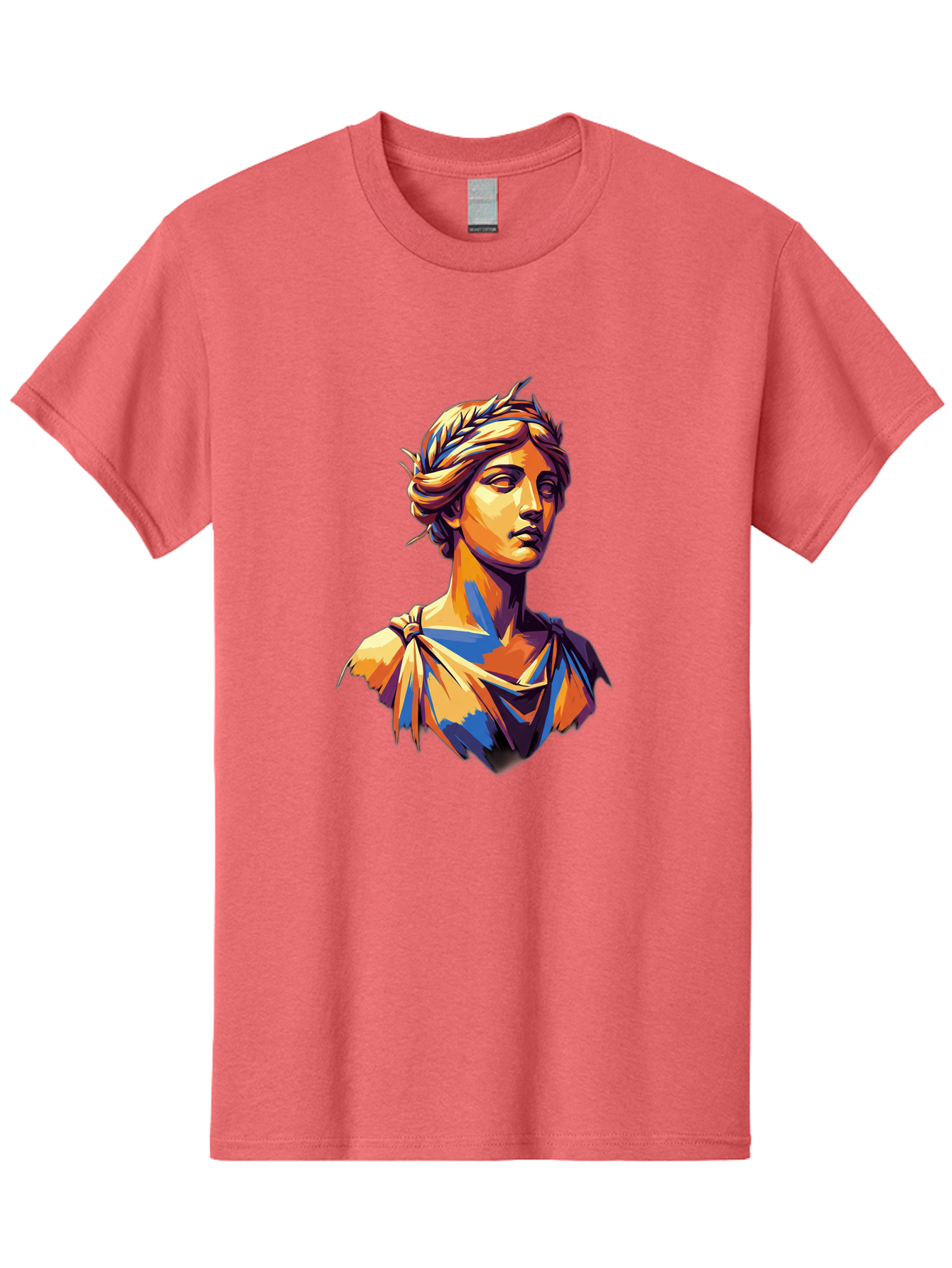 Roman-Bust Men'S Graphic Tee, 100% Cotton, Comfortable Casual Summer Wear, Machine Washable, Classical Statue, Ancient Greek, Laurel Wreath, Marble Bust, Historical Figure, Mythological Character, Artistic Sculpture, Cultural Heritage, Bad500 13