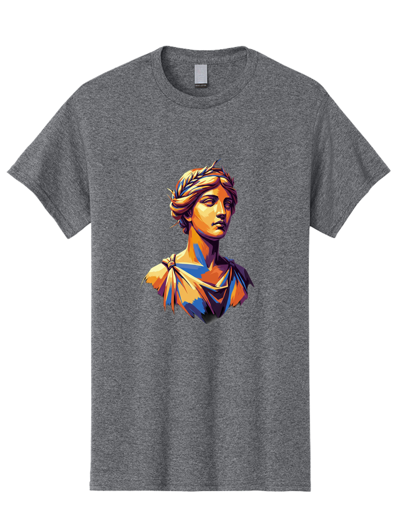 Roman-Bust Men'S Graphic Tee, 100% Cotton, Comfortable Casual Summer Wear, Machine Washable, Classical Statue, Ancient Greek, Laurel Wreath, Marble Bust, Historical Figure, Mythological Character, Artistic Sculpture, Cultural Heritage, Bad500 5