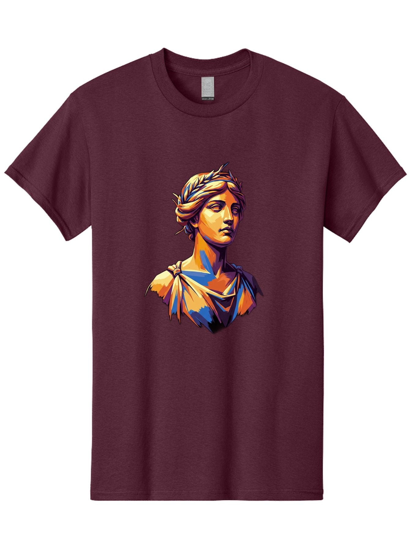 Roman-Bust Men'S Graphic Tee, 100% Cotton, Comfortable Casual Summer Wear, Machine Washable, Classical Statue, Ancient Greek, Laurel Wreath, Marble Bust, Historical Figure, Mythological Character, Artistic Sculpture, Cultural Heritage, Bad500 14