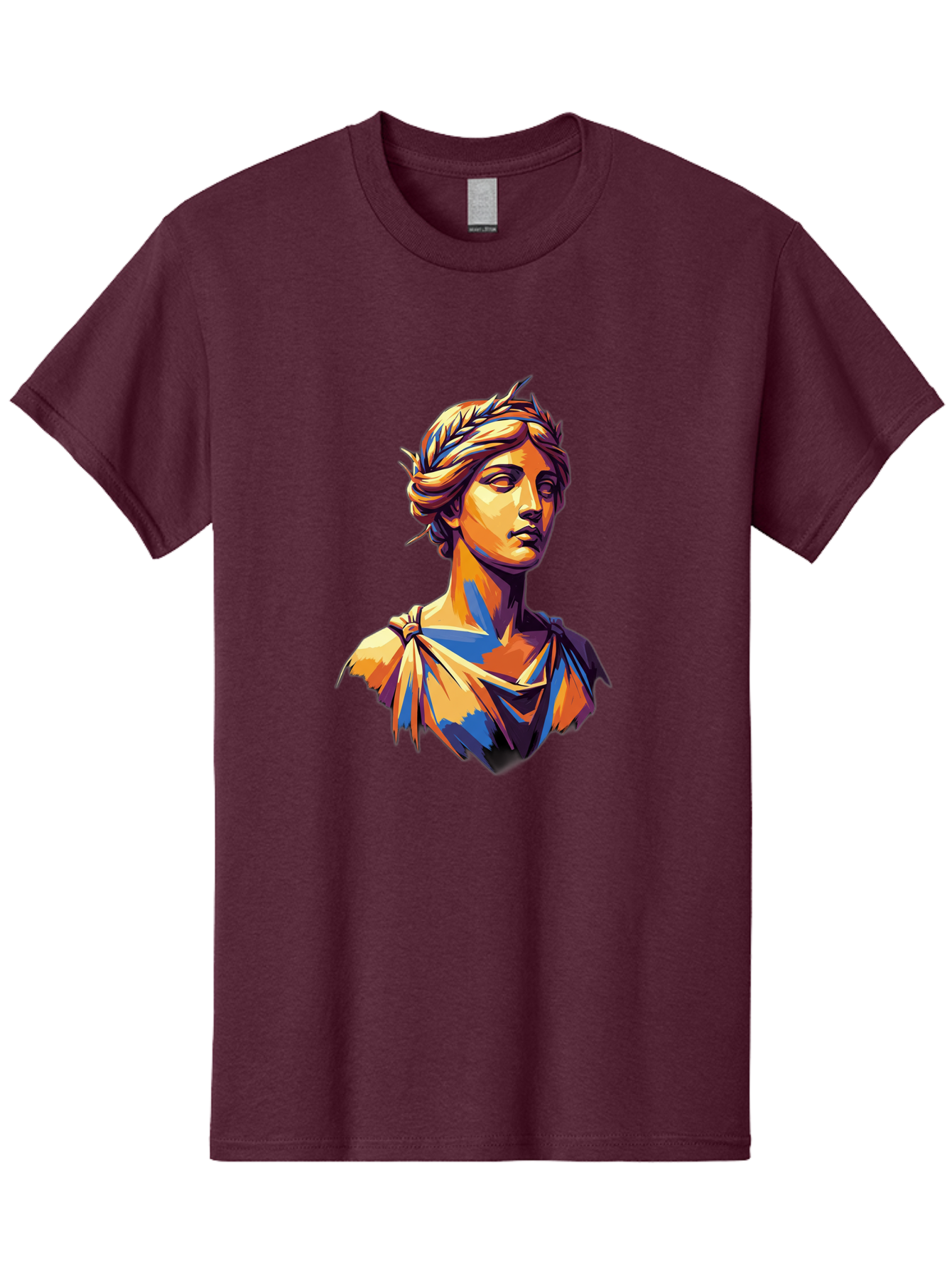Roman-Bust Men'S Graphic Tee, 100% Cotton, Comfortable Casual Summer Wear, Machine Washable, Classical Statue, Ancient Greek, Laurel Wreath, Marble Bust, Historical Figure, Mythological Character, Artistic Sculpture, Cultural Heritage, Bad500