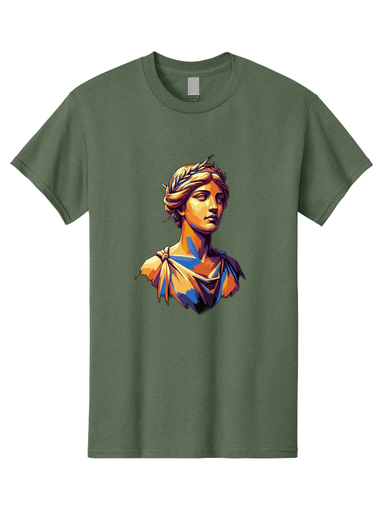 Roman-Bust Men'S Graphic Tee, 100% Cotton, Comfortable Casual Summer Wear, Machine Washable, Classical Statue, Ancient Greek, Laurel Wreath, Marble Bust, Historical Figure, Mythological Character, Artistic Sculpture, Cultural Heritage, Bad500 3