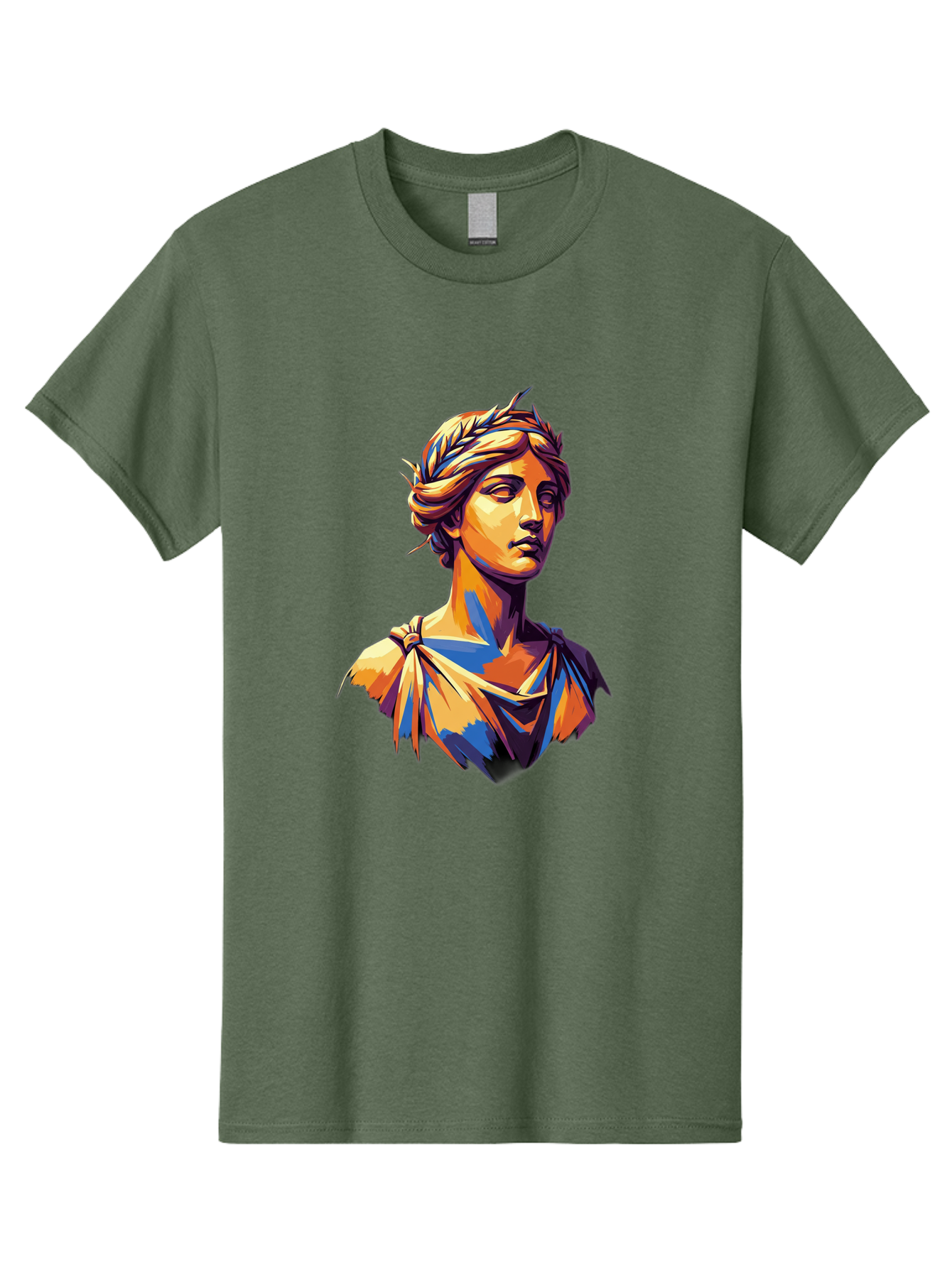 Roman-Bust Men'S Graphic Tee, 100% Cotton, Comfortable Casual Summer Wear, Machine Washable, Classical Statue, Ancient Greek, Laurel Wreath, Marble Bust, Historical Figure, Mythological Character, Artistic Sculpture, Cultural Heritage, Bad500 9