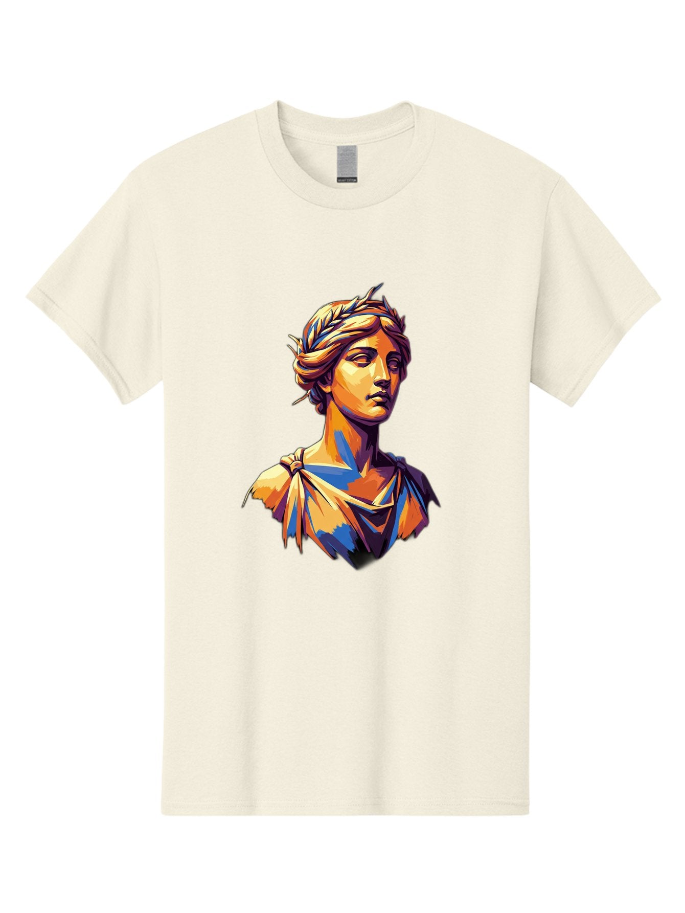 Roman-Bust Men'S Graphic Tee, 100% Cotton, Comfortable Casual Summer Wear, Machine Washable, Classical Statue, Ancient Greek, Laurel Wreath, Marble Bust, Historical Figure, Mythological Character, Artistic Sculpture, Cultural Heritage, Bad500 8