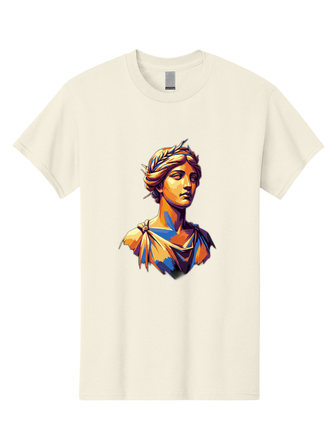 Roman-Bust Men'S Graphic Tee, 100% Cotton, Comfortable Casual Summer Wear, Machine Washable, Classical Statue, Ancient Greek, Laurel Wreath, Marble Bust, Historical Figure, Mythological Character, Artistic Sculpture, Cultural Heritage, Bad500 6