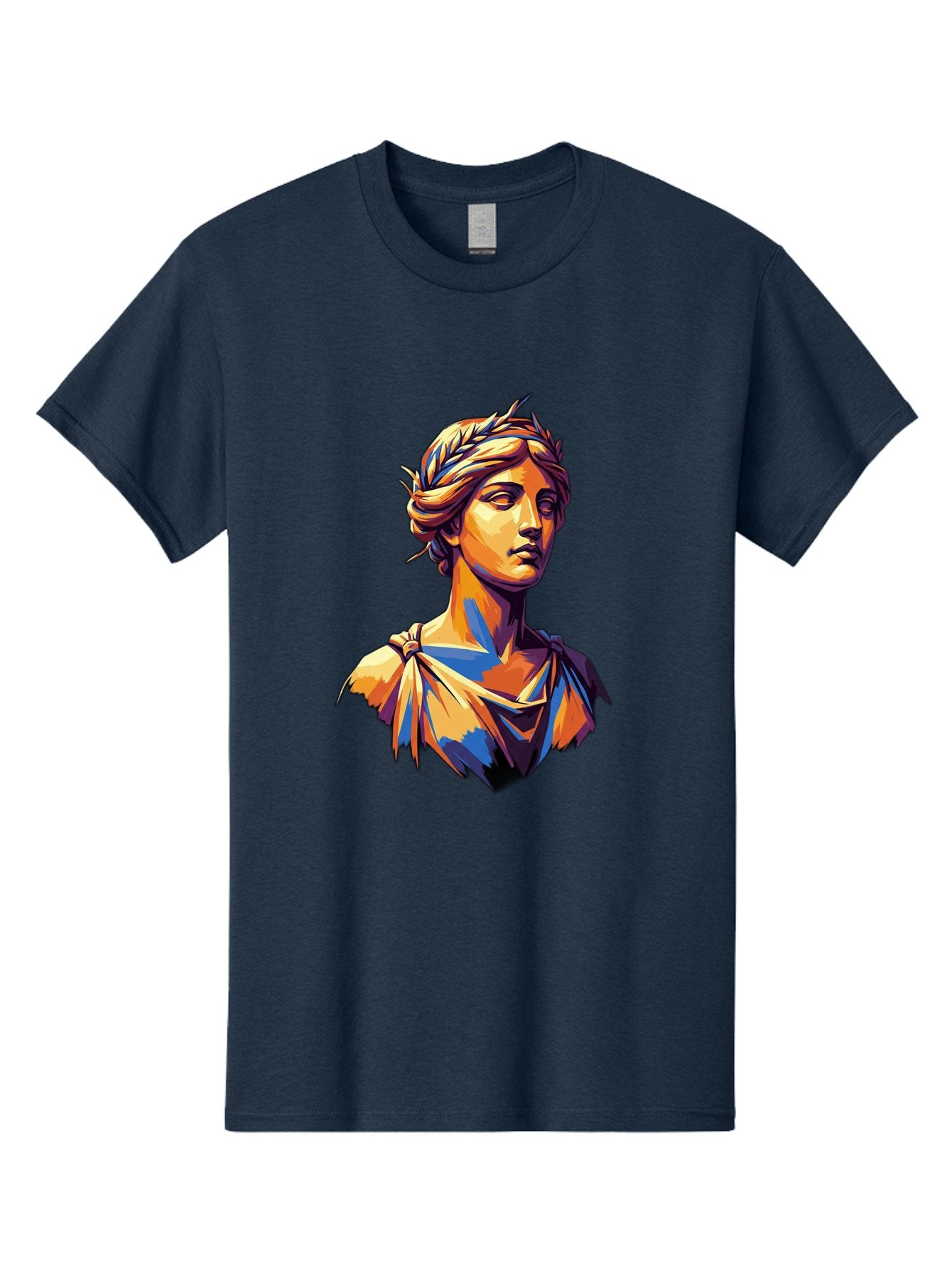 Roman-Bust Men'S Graphic Tee, 100% Cotton, Comfortable Casual Summer Wear, Machine Washable, Classical Statue, Ancient Greek, Laurel Wreath, Marble Bust, Historical Figure, Mythological Character, Artistic Sculpture, Cultural Heritage, Bad500 12