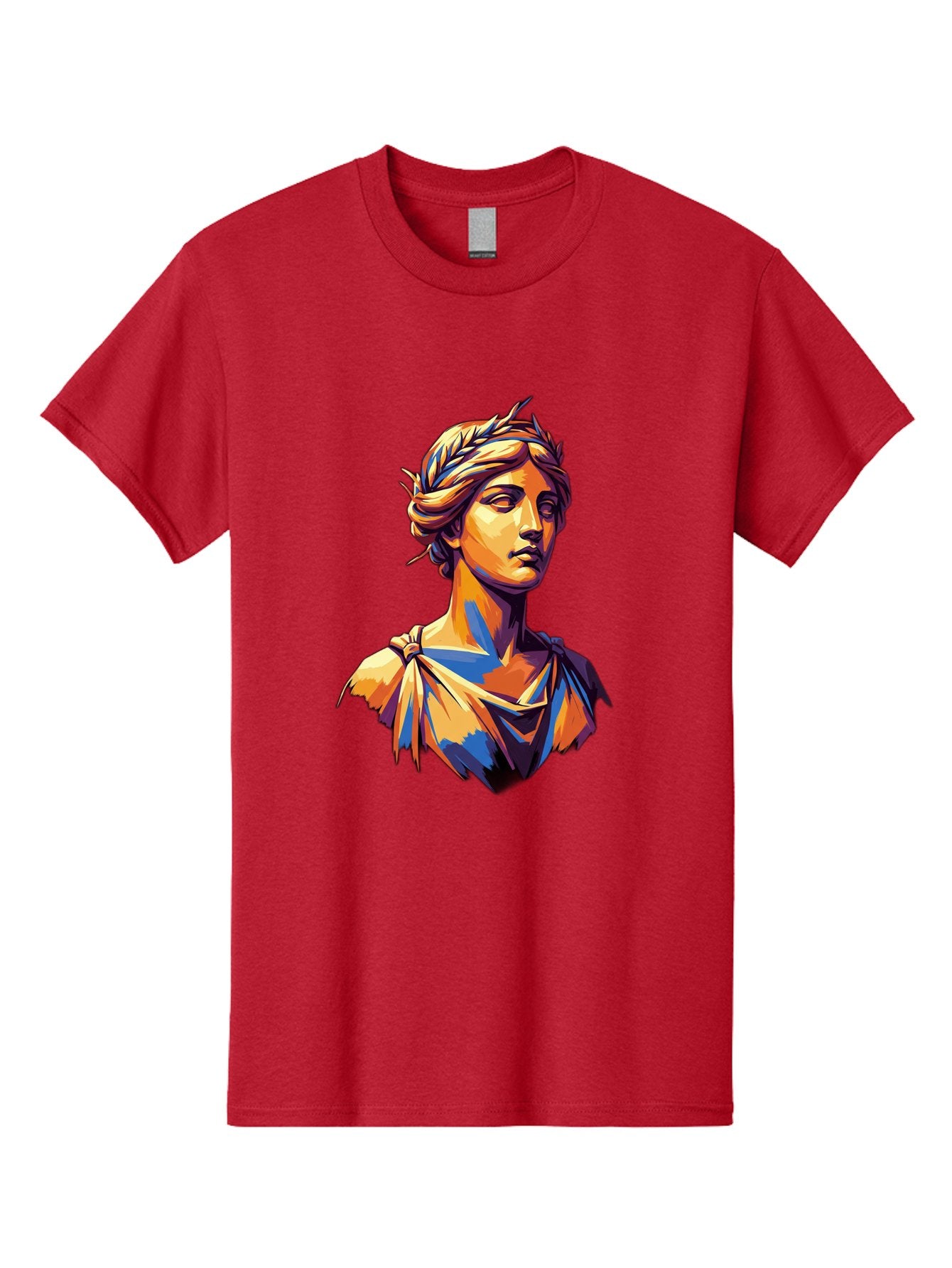 Roman-Bust Men'S Graphic Tee, 100% Cotton, Comfortable Casual Summer Wear, Machine Washable, Classical Statue, Ancient Greek, Laurel Wreath, Marble Bust, Historical Figure, Mythological Character, Artistic Sculpture, Cultural Heritage, Bad500