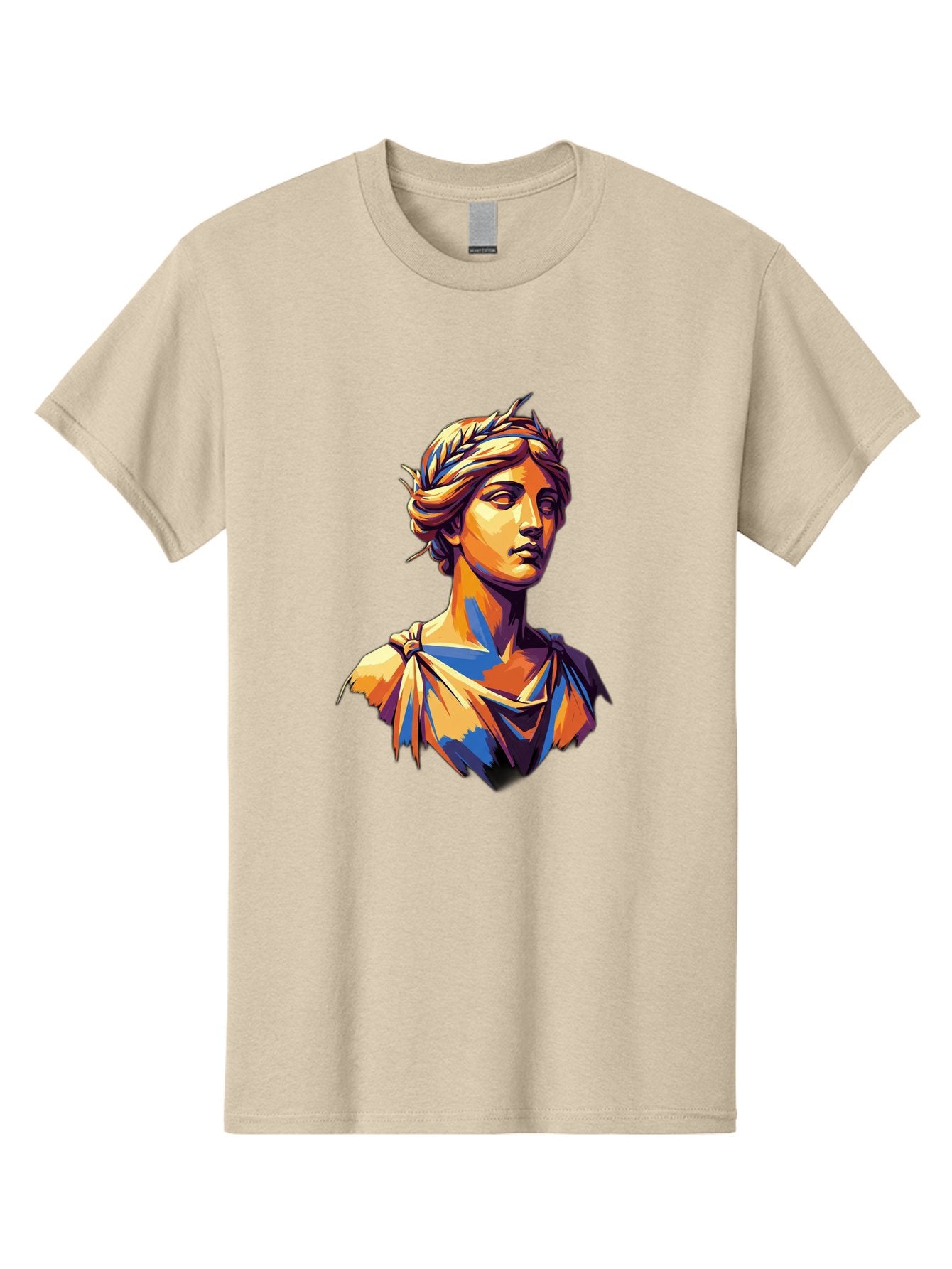 Roman-Bust Men'S Graphic Tee, 100% Cotton, Comfortable Casual Summer Wear, Machine Washable, Classical Statue, Ancient Greek, Laurel Wreath, Marble Bust, Historical Figure, Mythological Character, Artistic Sculpture, Cultural Heritage, Bad500 5