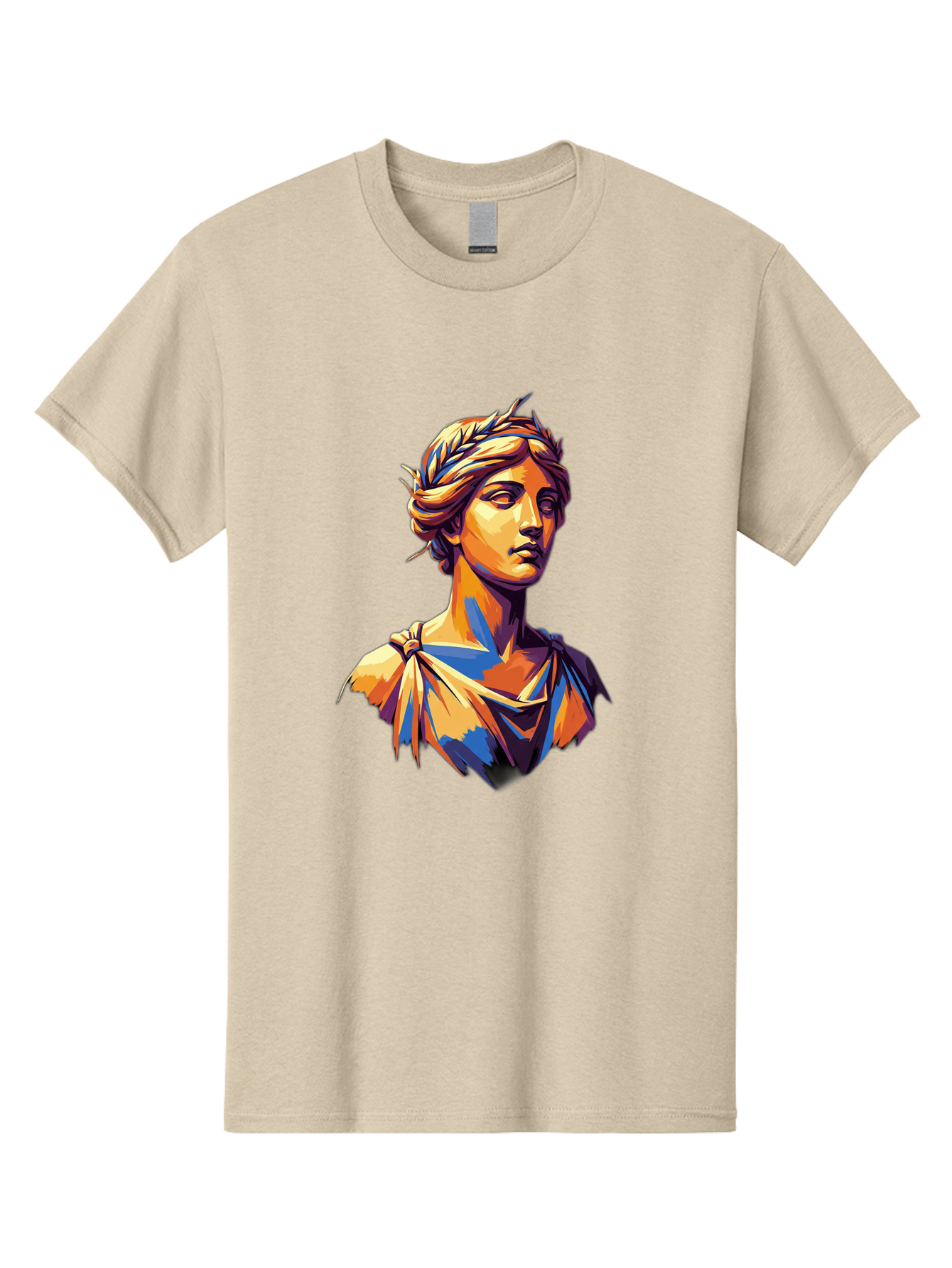Roman-Bust Men'S Graphic Tee, 100% Cotton, Comfortable Casual Summer Wear, Machine Washable, Classical Statue, Ancient Greek, Laurel Wreath, Marble Bust, Historical Figure, Mythological Character, Artistic Sculpture, Cultural Heritage, Bad500 8