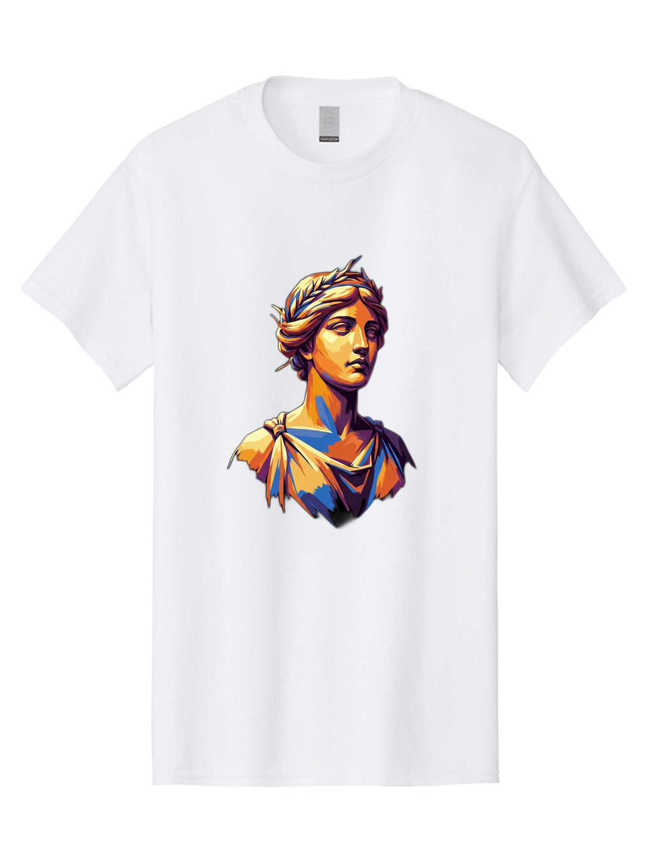 Roman-Bust Men'S Graphic Tee, 100% Cotton, Comfortable Casual Summer Wear, Machine Washable, Classical Statue, Ancient Greek, Laurel Wreath, Marble Bust, Historical Figure, Mythological Character, Artistic Sculpture, Cultural Heritage, Bad500 15