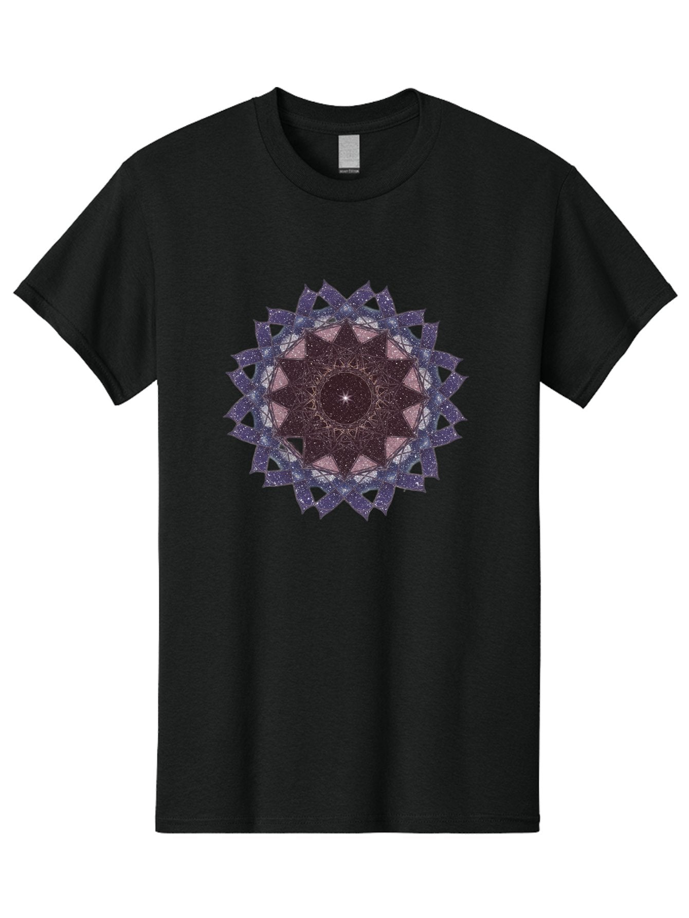 Sacred-Geometry-Star Men'S Graphic Tee, 100% Cotton, Comfortable Casual Summer Wear, Machine Washable, Sacred Geometry, Mandala Art, Geometric Patterns, Star Symbol, Spiritual Design, Mystical Shapes, Cosmic Theme, Intricate Details, Bad501
