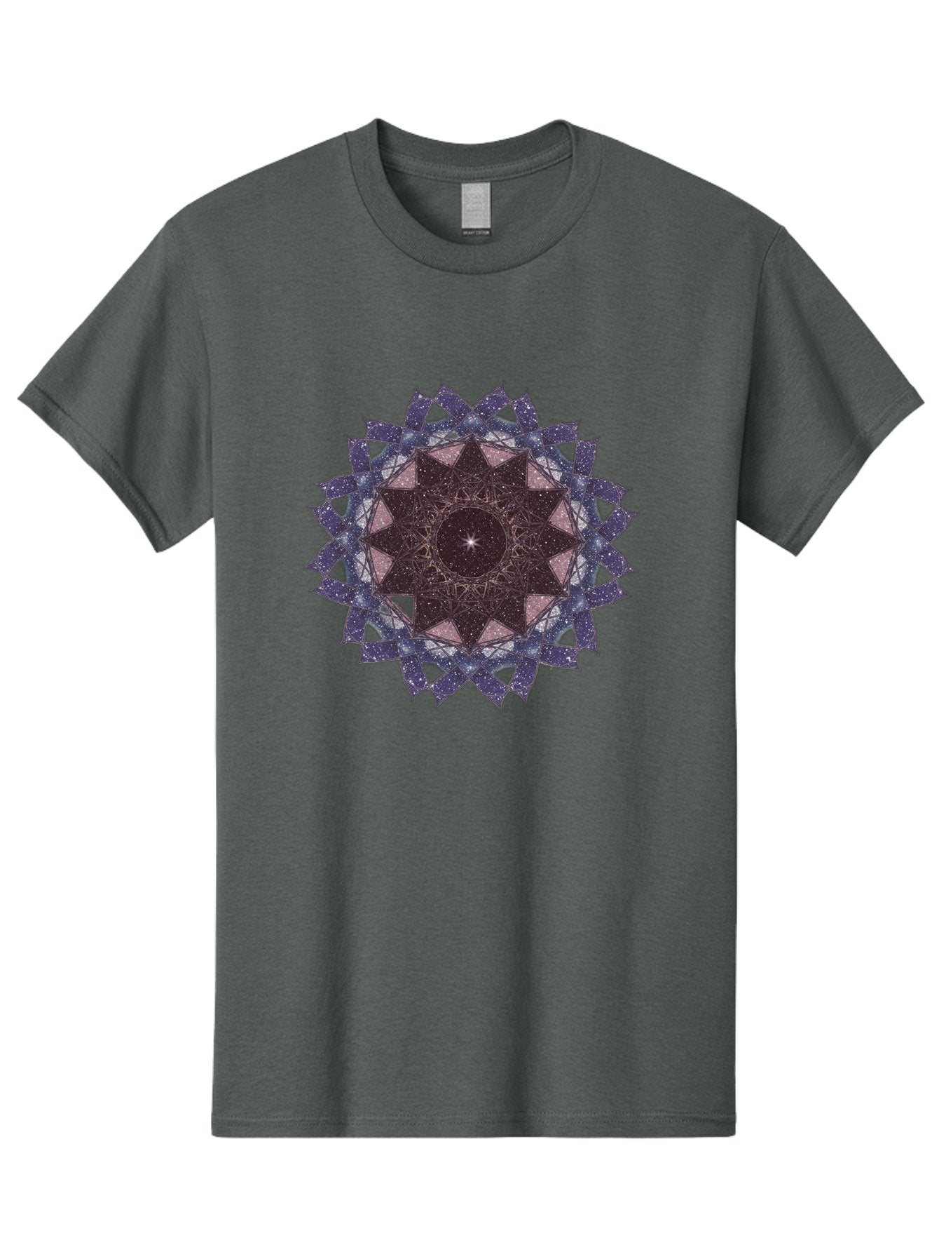 Sacred-Geometry-Star Men'S Graphic Tee, 100% Cotton, Comfortable Casual Summer Wear, Machine Washable, Sacred Geometry, Mandala Art, Geometric Patterns, Star Symbol, Spiritual Design, Mystical Shapes, Cosmic Theme, Intricate Details, Bad501 4