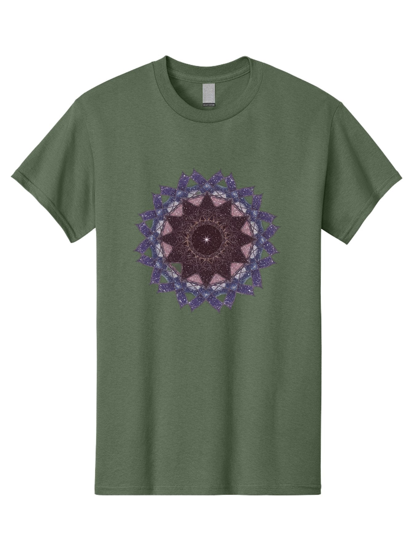 Sacred-Geometry-Star Men'S Graphic Tee, 100% Cotton, Comfortable Casual Summer Wear, Machine Washable, Sacred Geometry, Mandala Art, Geometric Patterns, Star Symbol, Spiritual Design, Mystical Shapes, Cosmic Theme, Intricate Details, Bad501 5