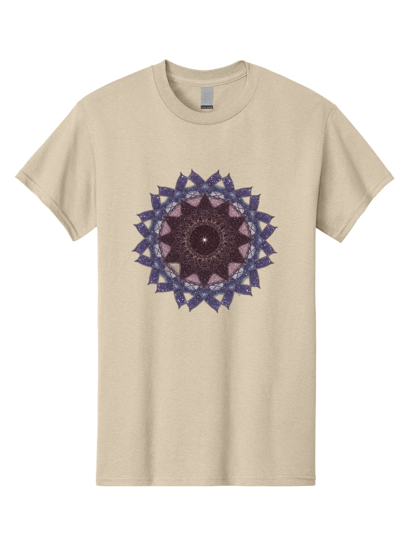 Sacred-Geometry-Star Men'S Graphic Tee, 100% Cotton, Comfortable Casual Summer Wear, Machine Washable, Sacred Geometry, Mandala Art, Geometric Patterns, Star Symbol, Spiritual Design, Mystical Shapes, Cosmic Theme, Intricate Details, Bad501