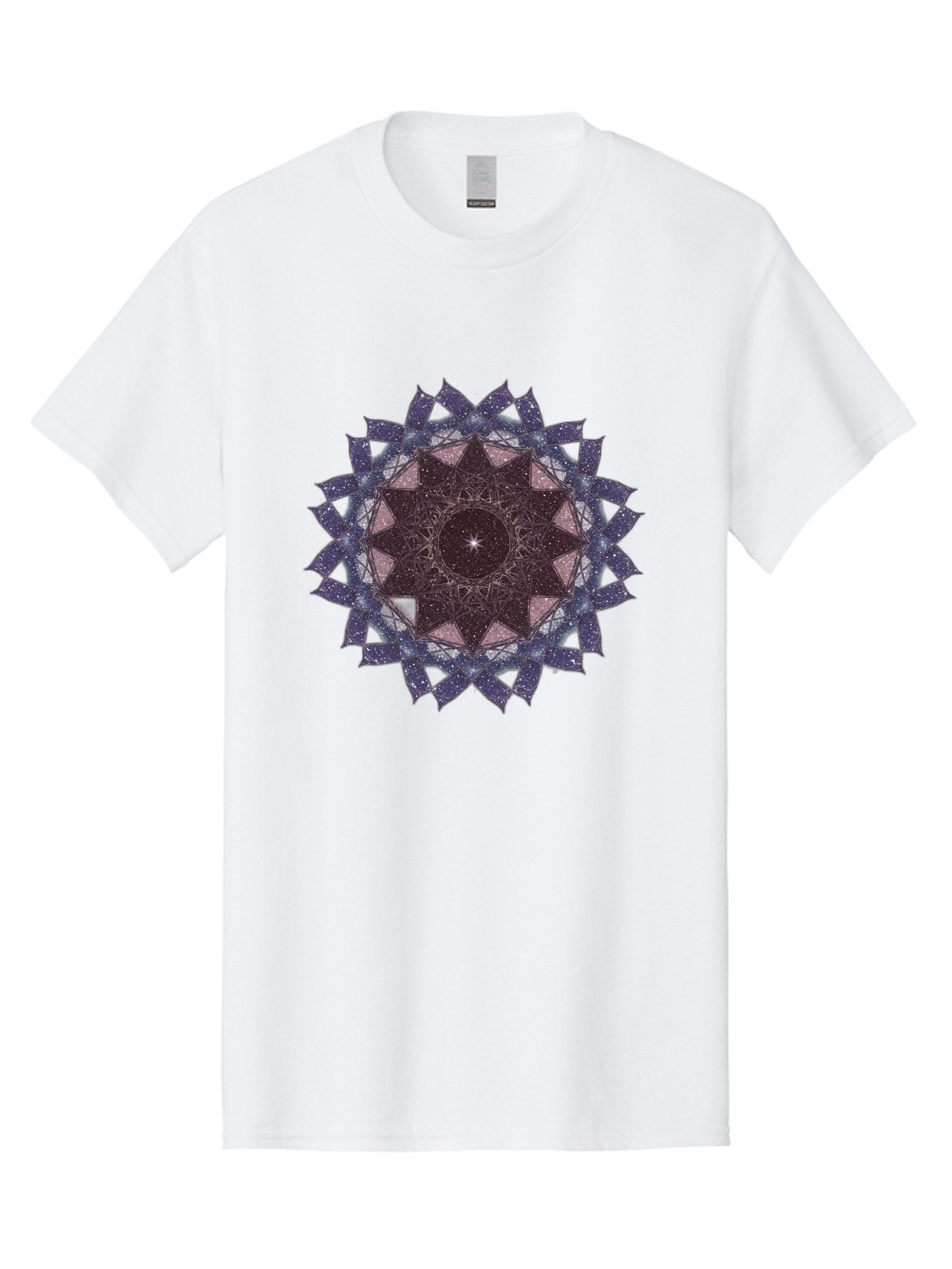 Sacred-Geometry-Star Men'S Graphic Tee, 100% Cotton, Comfortable Casual Summer Wear, Machine Washable, Sacred Geometry, Mandala Art, Geometric Patterns, Star Symbol, Spiritual Design, Mystical Shapes, Cosmic Theme, Intricate Details, Bad501 11