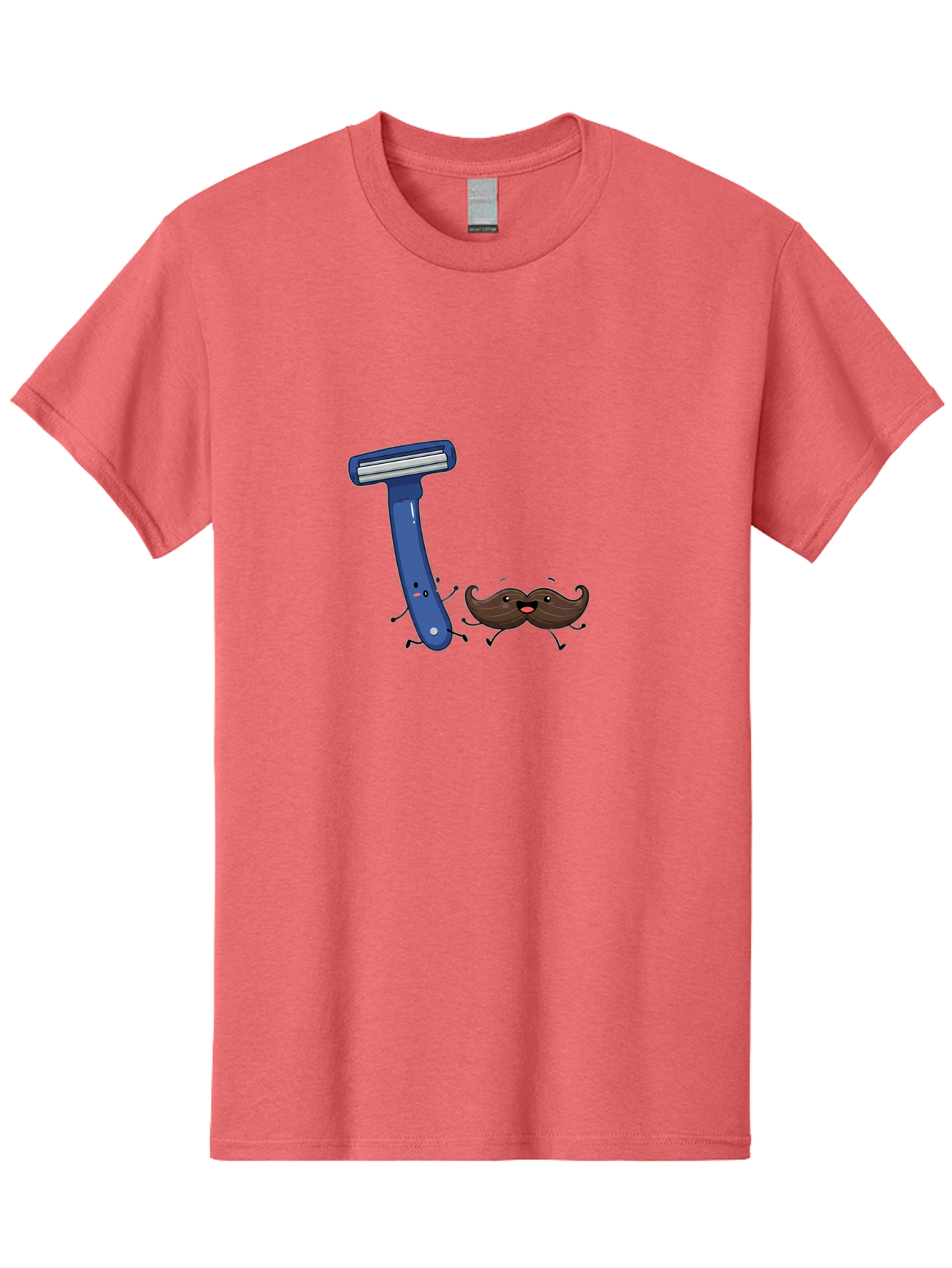 Safety-Razor-1 Men'S Graphic Tee, 100% Cotton, Comfortable Casual Summer Wear, Machine Washable, Cartoon Razor, Cartoon Mustache, Shaving Humor, Funny Illustrations, Playful Grooming, Razor And Mustache Characters, Quirky Art, Humorous Designs Bad503 4