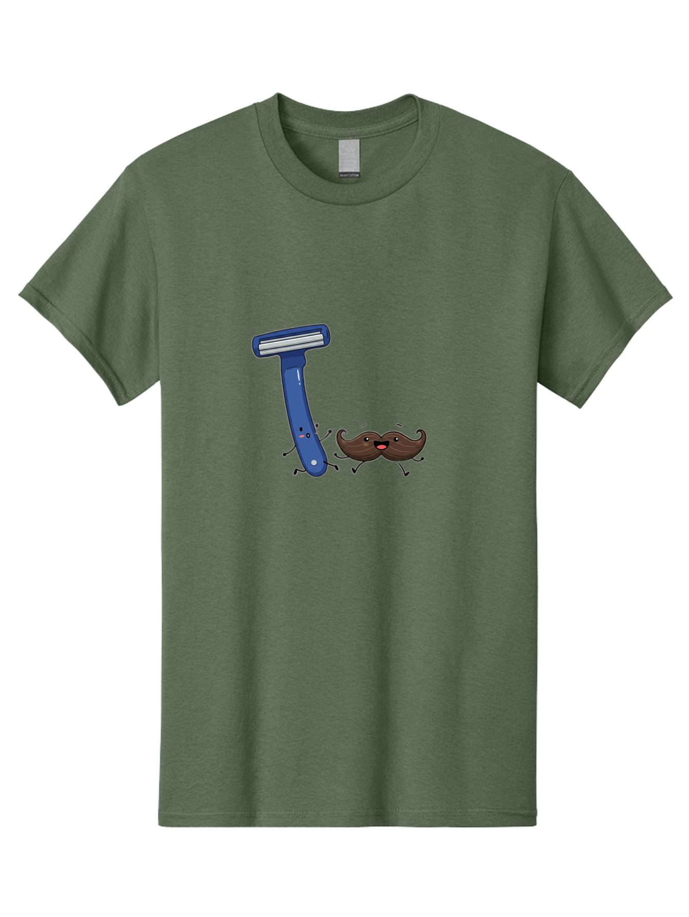 Safety-Razor-1 Men'S Graphic Tee, 100% Cotton, Comfortable Casual Summer Wear, Machine Washable, Cartoon Razor, Cartoon Mustache, Shaving Humor, Funny Illustrations, Playful Grooming, Razor And Mustache Characters, Quirky Art, Humorous Designs Bad503