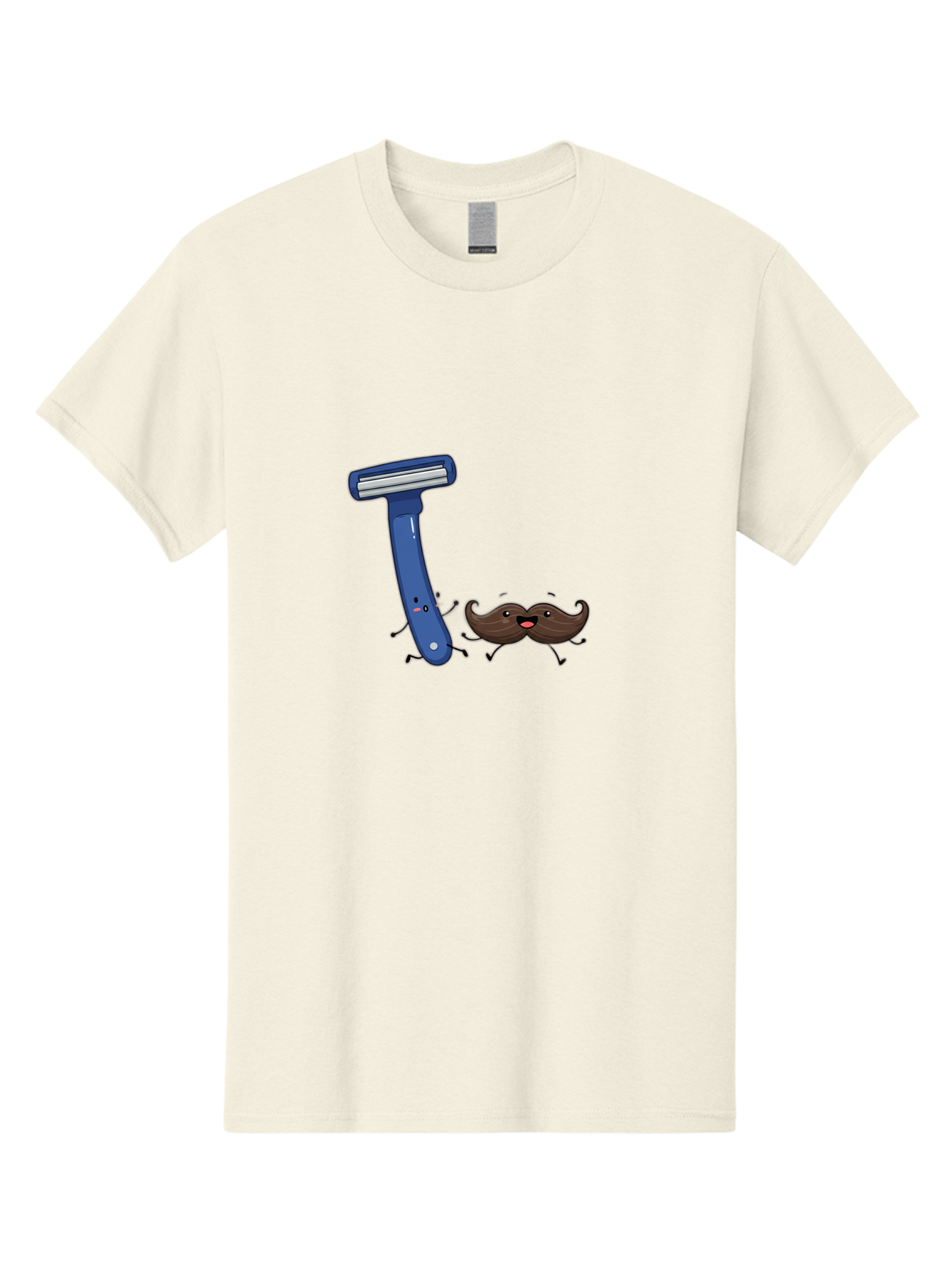 Safety-Razor-1 Men'S Graphic Tee, 100% Cotton, Comfortable Casual Summer Wear, Machine Washable, Cartoon Razor, Cartoon Mustache, Shaving Humor, Funny Illustrations, Playful Grooming, Razor And Mustache Characters, Quirky Art, Humorous Designs Bad503