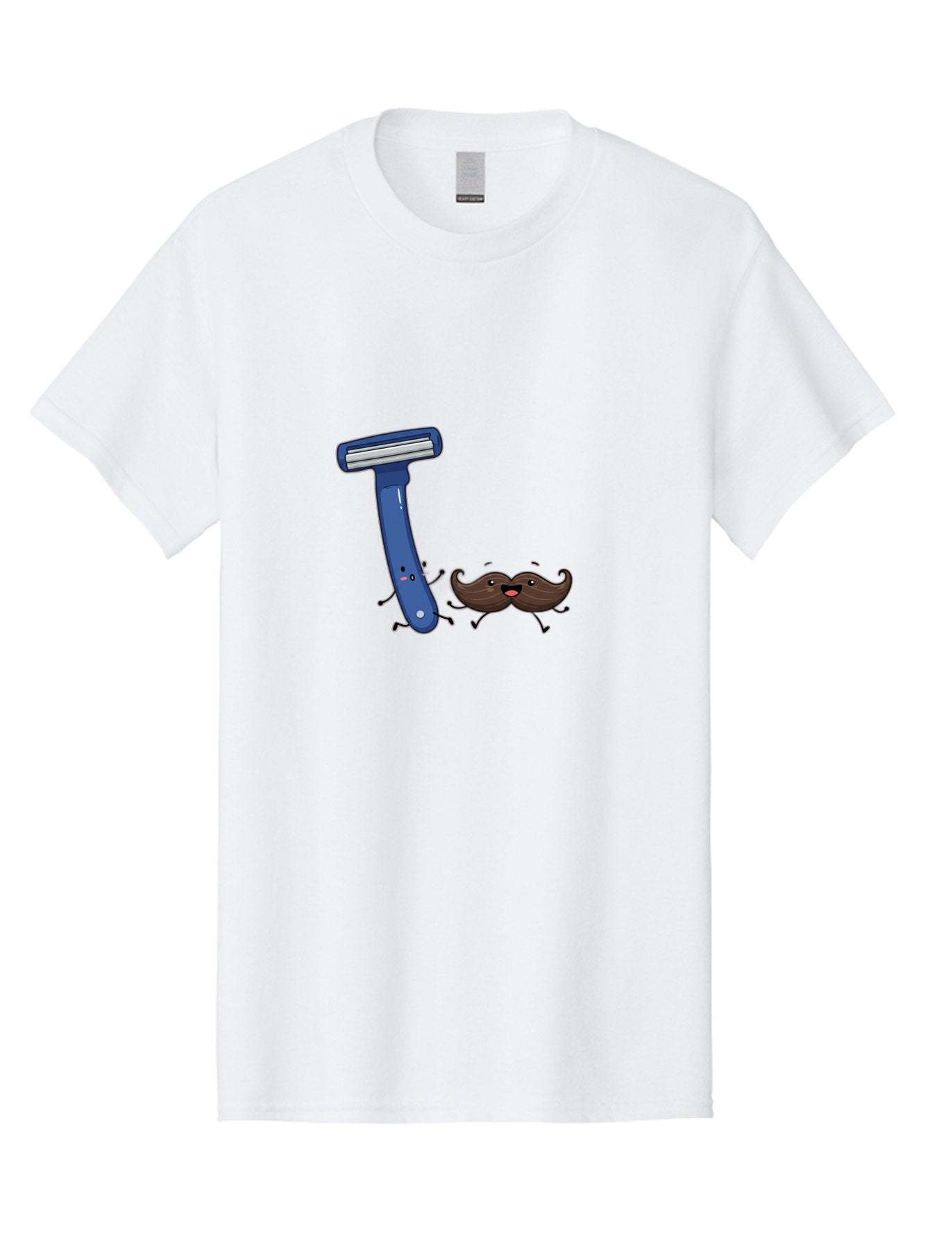 Safety-Razor-1 Men'S Graphic Tee, 100% Cotton, Comfortable Casual Summer Wear, Machine Washable, Cartoon Razor, Cartoon Mustache, Shaving Humor, Funny Illustrations, Playful Grooming, Razor And Mustache Characters, Quirky Art, Humorous Designs Bad503