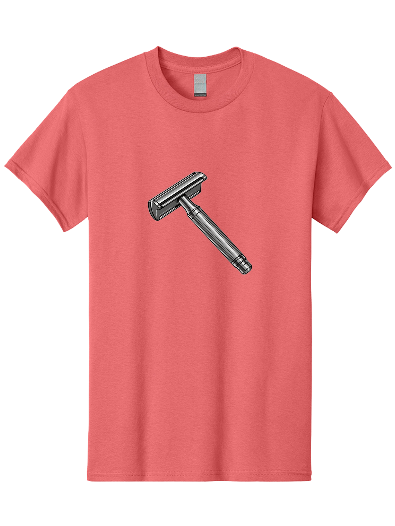 Safety-Razor Men'S Graphic Tee, 100% Cotton, Comfortable Casual Summer Wear, Machine Washable, Safety Razor, Metal Razor, Shaving Equipment, Double Edge Razor, Men'S Grooming, Shaving Accessories, Personal Care Bad504