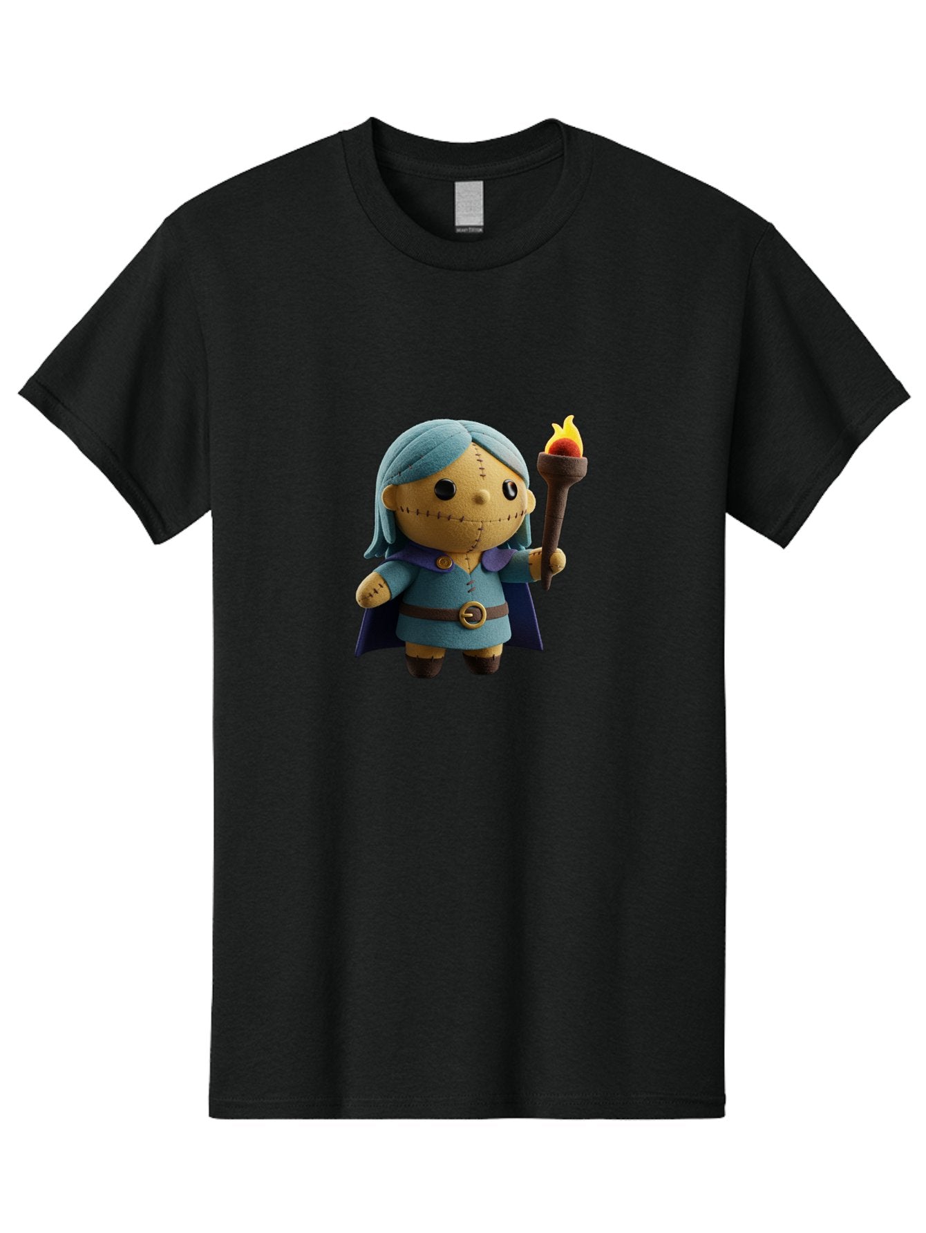 Sally Men'S Graphic Tee, 100% Cotton, Comfortable Casual Summer Wear, Machine Washable, Sally Figurine, Nightmare Before Christmas Character, Stitched Face, Blue Dress, Cape, Torch, Whimsical Design, Collectible Toy, Halloween Decoration Bad506 13