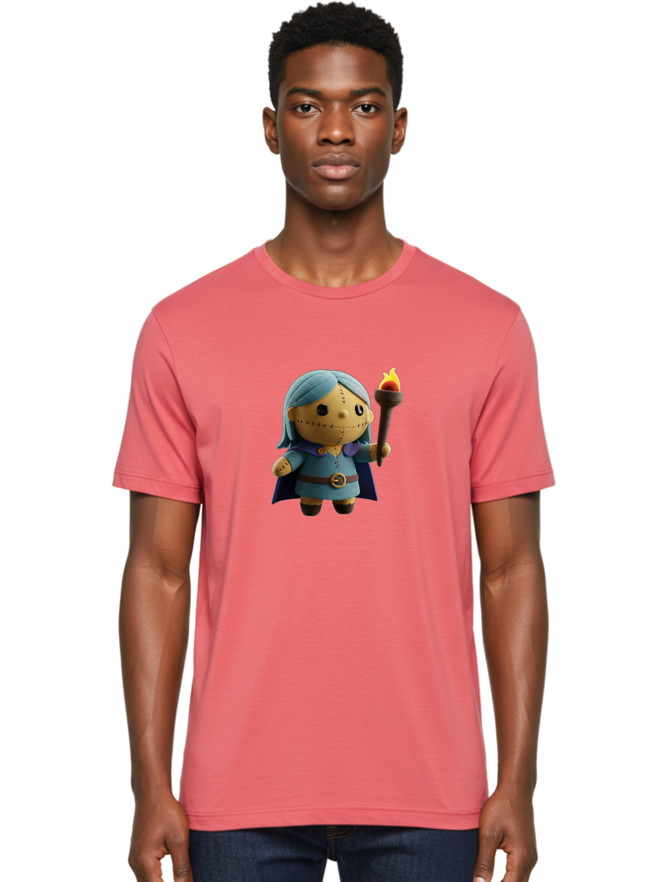 Sally Men'S Graphic Tee, 100% Cotton, Comfortable Casual Summer Wear, Machine Washable, Sally Figurine, Nightmare Before Christmas Character, Stitched Face, Blue Dress, Cape, Torch, Whimsical Design, Collectible Toy, Halloween Decoration Bad506 27
