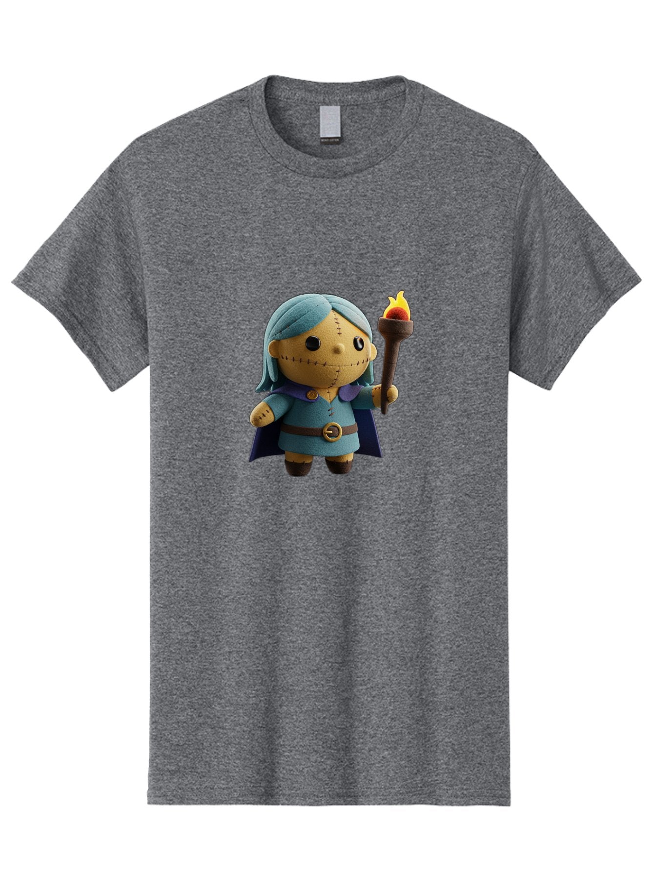Sally Men'S Graphic Tee, 100% Cotton, Comfortable Casual Summer Wear, Machine Washable, Sally Figurine, Nightmare Before Christmas Character, Stitched Face, Blue Dress, Cape, Torch, Whimsical Design, Collectible Toy, Halloween Decoration Bad506 3