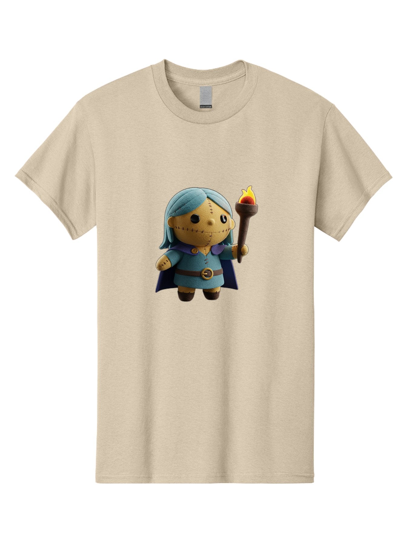 Sally Men'S Graphic Tee, 100% Cotton, Comfortable Casual Summer Wear, Machine Washable, Sally Figurine, Nightmare Before Christmas Character, Stitched Face, Blue Dress, Cape, Torch, Whimsical Design, Collectible Toy, Halloween Decoration Bad506 9