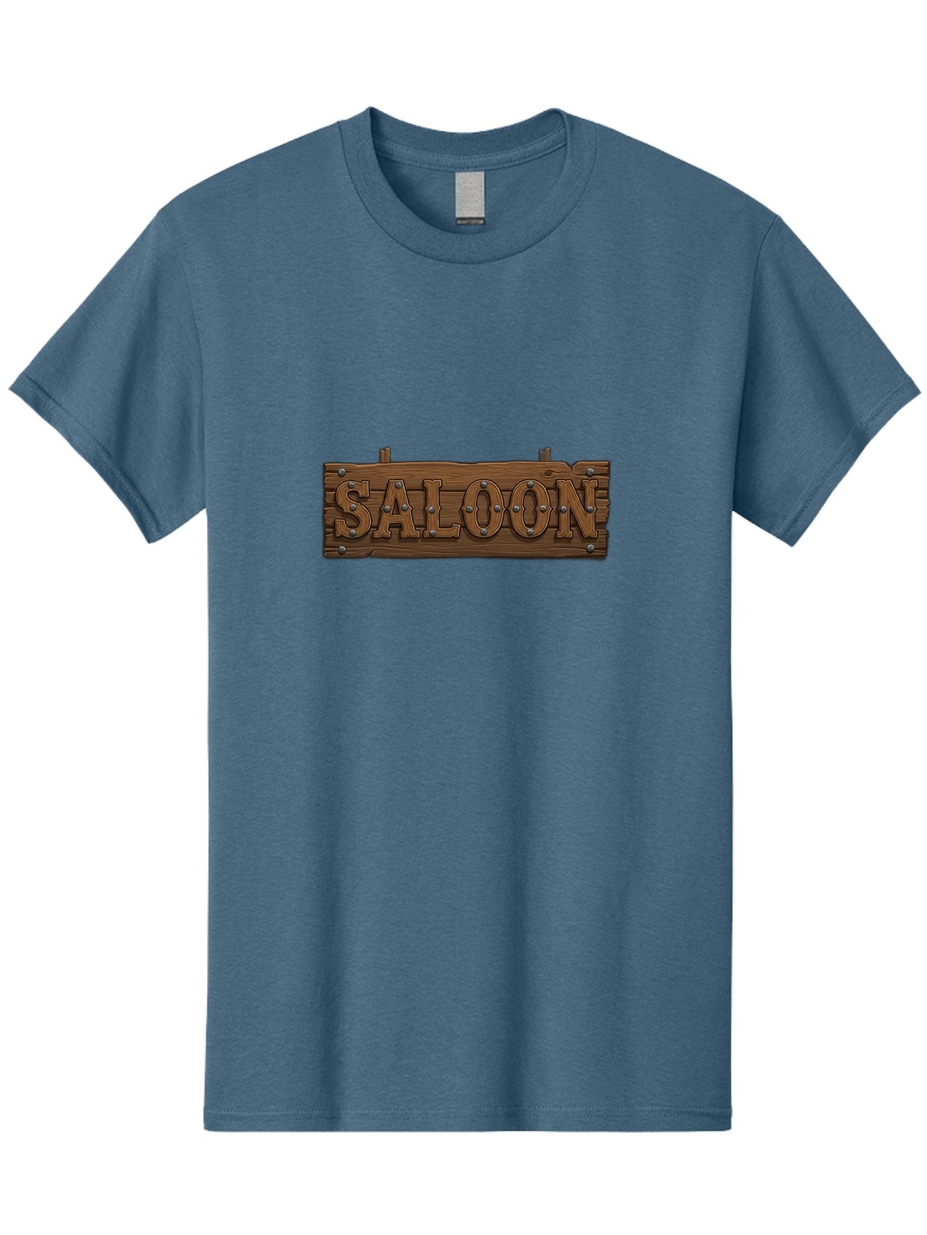 Saloon Men'S Graphic Tee, 100% Cotton, Comfortable Casual Summer Wear, Machine Washable, Western Saloon Sign, Wooden Sign, Vintage Decor, Rustic Charm, Cowboy Culture, Old West, Retro Signage, 3D Illustration, Wild West Theme Bad507