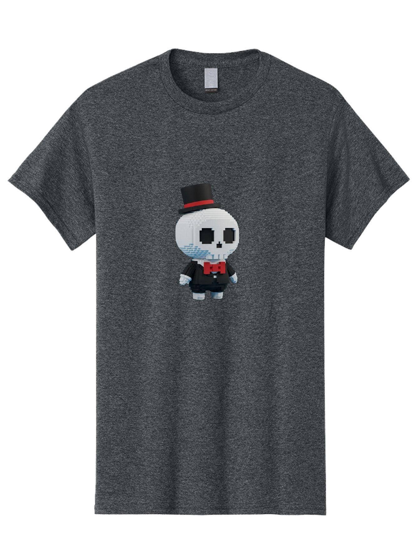Sans-By-Toby-Fox Men'S Graphic Tee, 100% Cotton, Comfortable Casual Summer Wear, Machine Washable, Pixel Art Skeleton, 8-Bit Character, Top Hat, Red Bow Tie, Black Tuxedo, Gothic Style, Digital Art, Cartoon Character, Pixelated Graphics Bad509