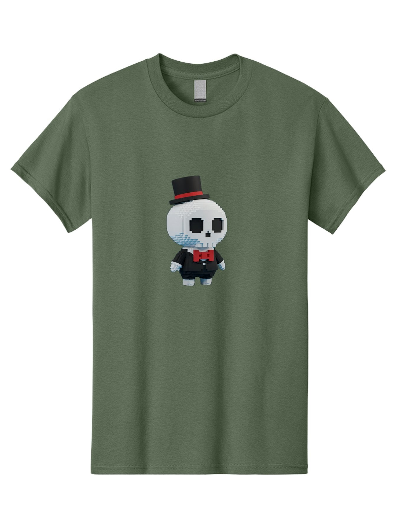 Sans-By-Toby-Fox Men'S Graphic Tee, 100% Cotton, Comfortable Casual Summer Wear, Machine Washable, Pixel Art Skeleton, 8-Bit Character, Top Hat, Red Bow Tie, Black Tuxedo, Gothic Style, Digital Art, Cartoon Character, Pixelated Graphics Bad509 7