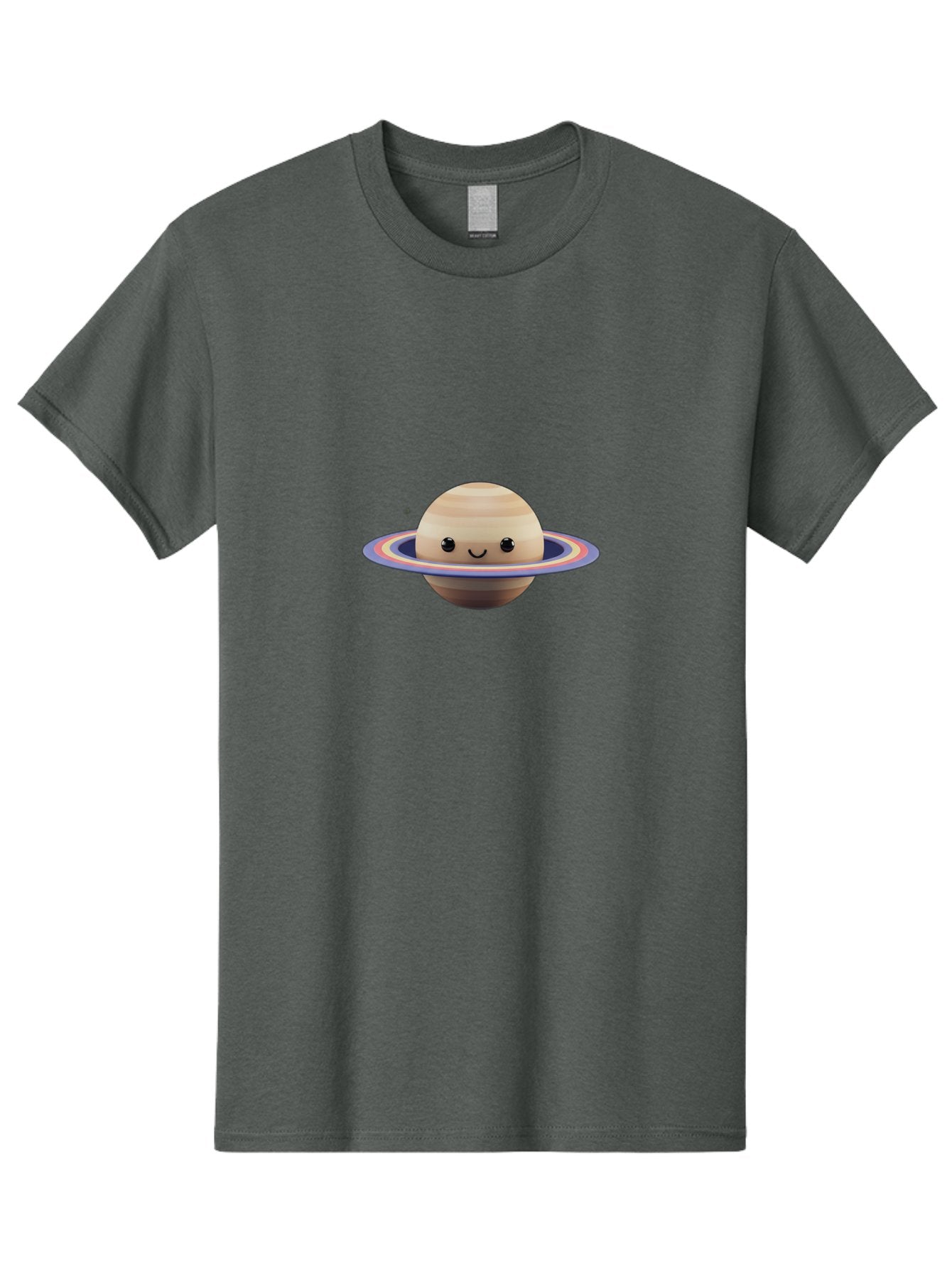 Saturn Men'S Graphic Tee, 100% Cotton, Comfortable Casual Summer Wear, Machine Washable, Cartoon Saturn, Smiling Planet, Kawaii Space, Colorful Rings, Space Illustration, Cute Saturn, Happy Face, Pastel Colors, Ringed Planet, Whimsical Art Bad511 15