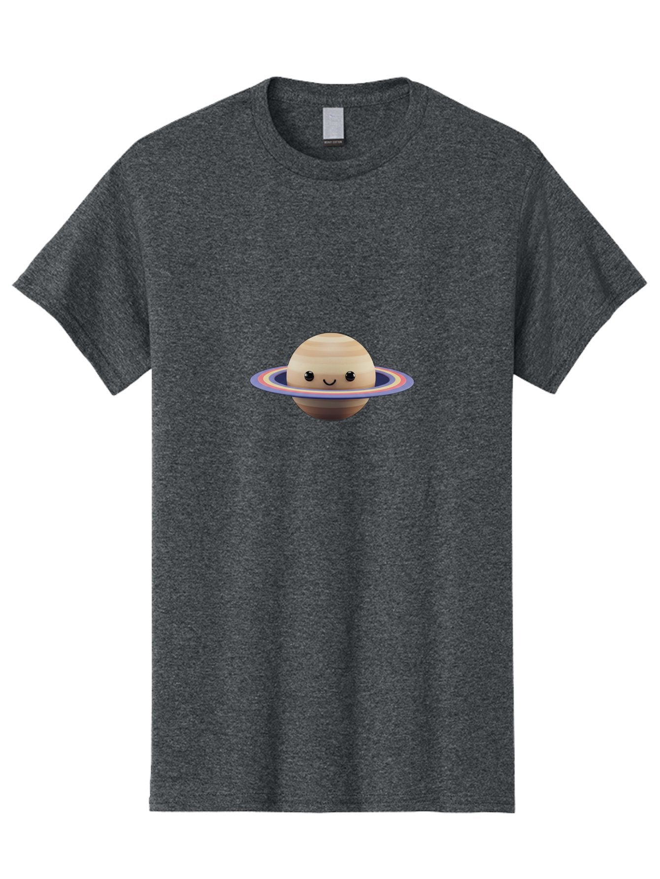 Saturn Men'S Graphic Tee, 100% Cotton, Comfortable Casual Summer Wear, Machine Washable, Cartoon Saturn, Smiling Planet, Kawaii Space, Colorful Rings, Space Illustration, Cute Saturn, Happy Face, Pastel Colors, Ringed Planet, Whimsical Art Bad511 9